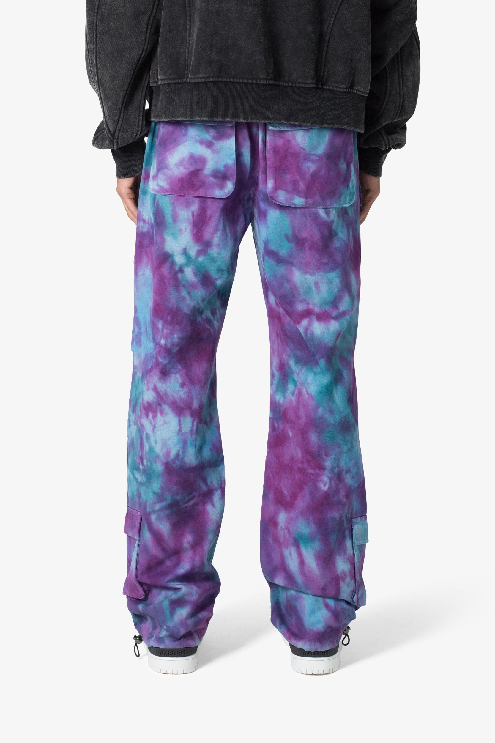 Tie Dyed Cargo Pants - Purple/Pink Product Image