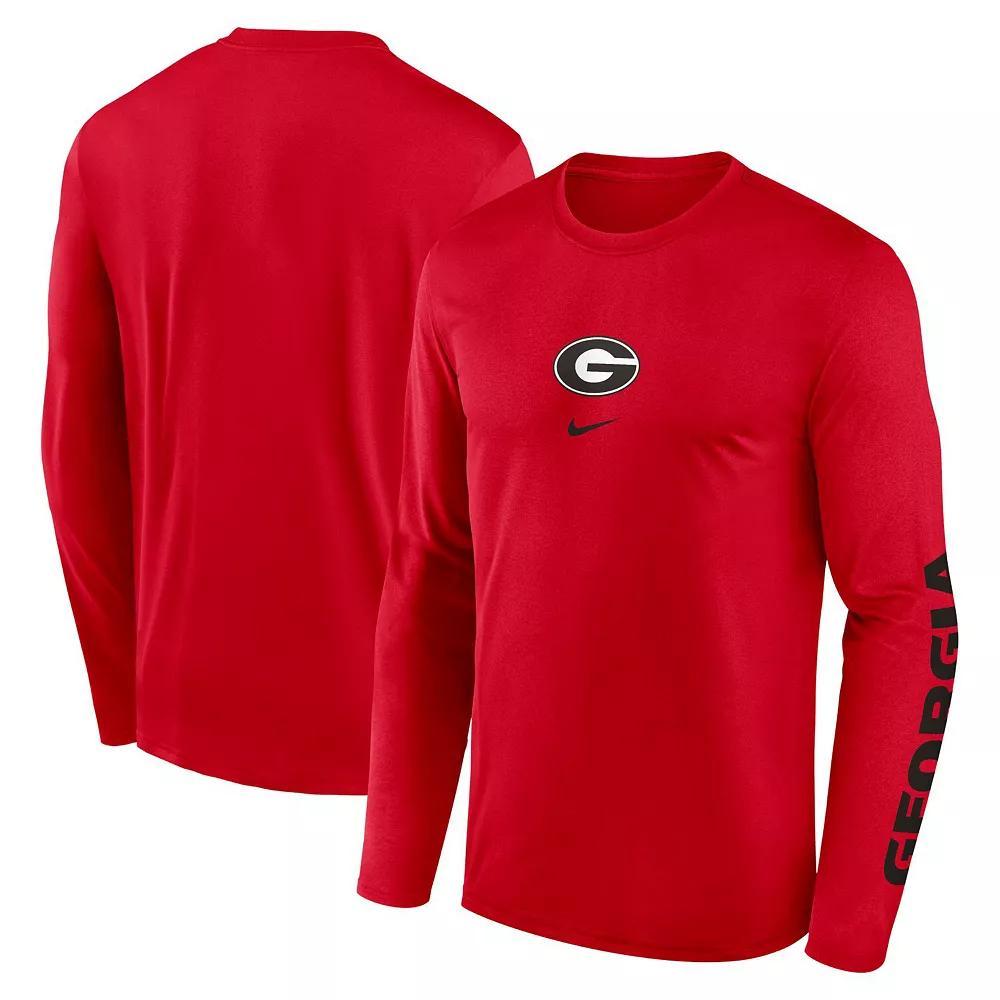 Men's Nike  Red Georgia Bulldogs Primetime Center Lockup Two-Hit Legend Long Sleeve T-Shirt, Size: Medium Product Image