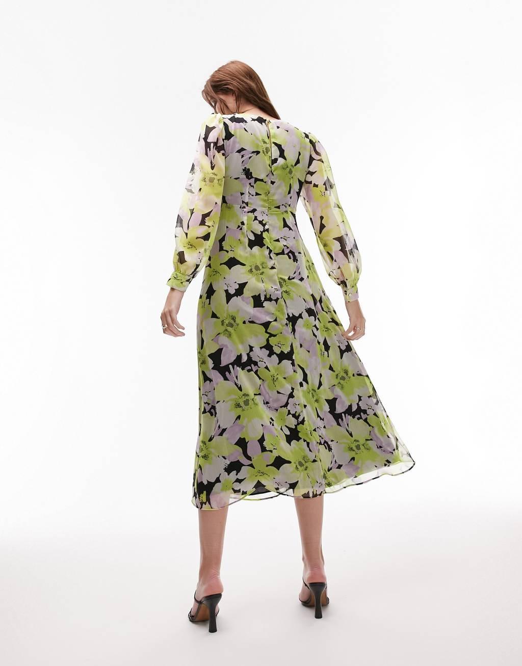 Topshop long sleeve twist cut out midi dress Product Image