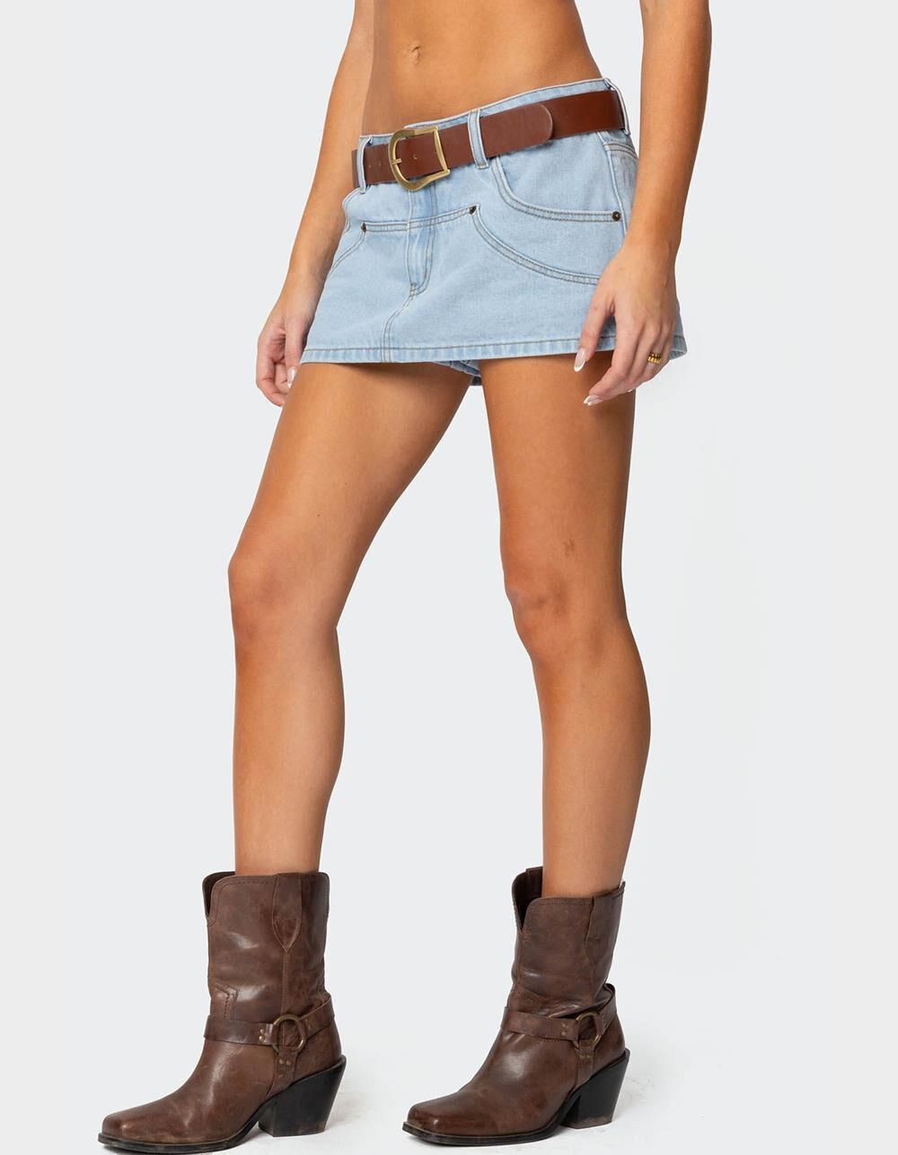 EDIKTED Stitched Up Denim Mini Skort Product Image
