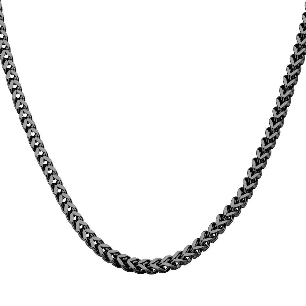 Men's Black Stainless Steel Franco Chain Necklace, Size: 24", Two Tone Product Image