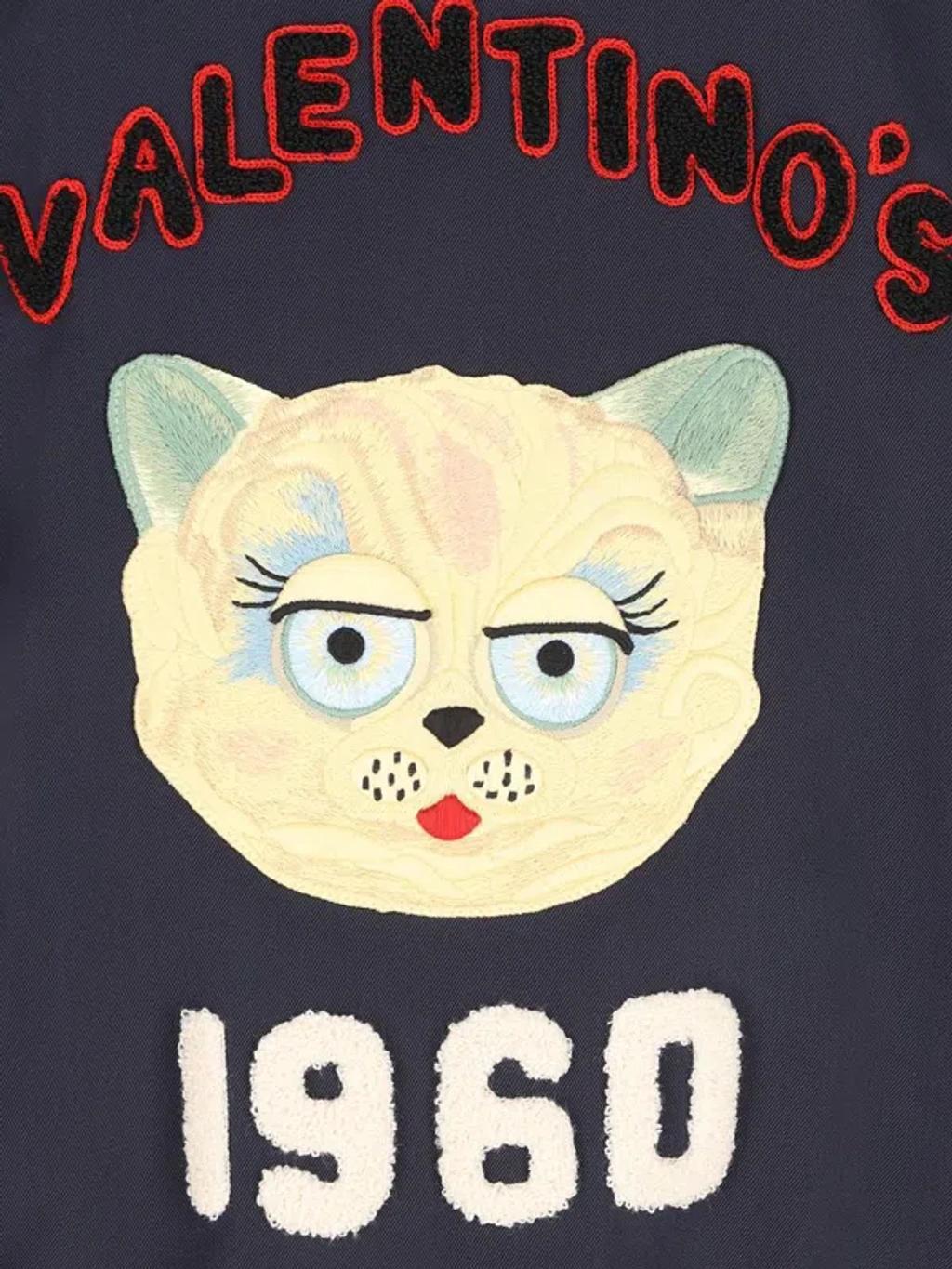 VALENTINO La Chat De La Maison Wool Bomber Jacket In Black Product Image
