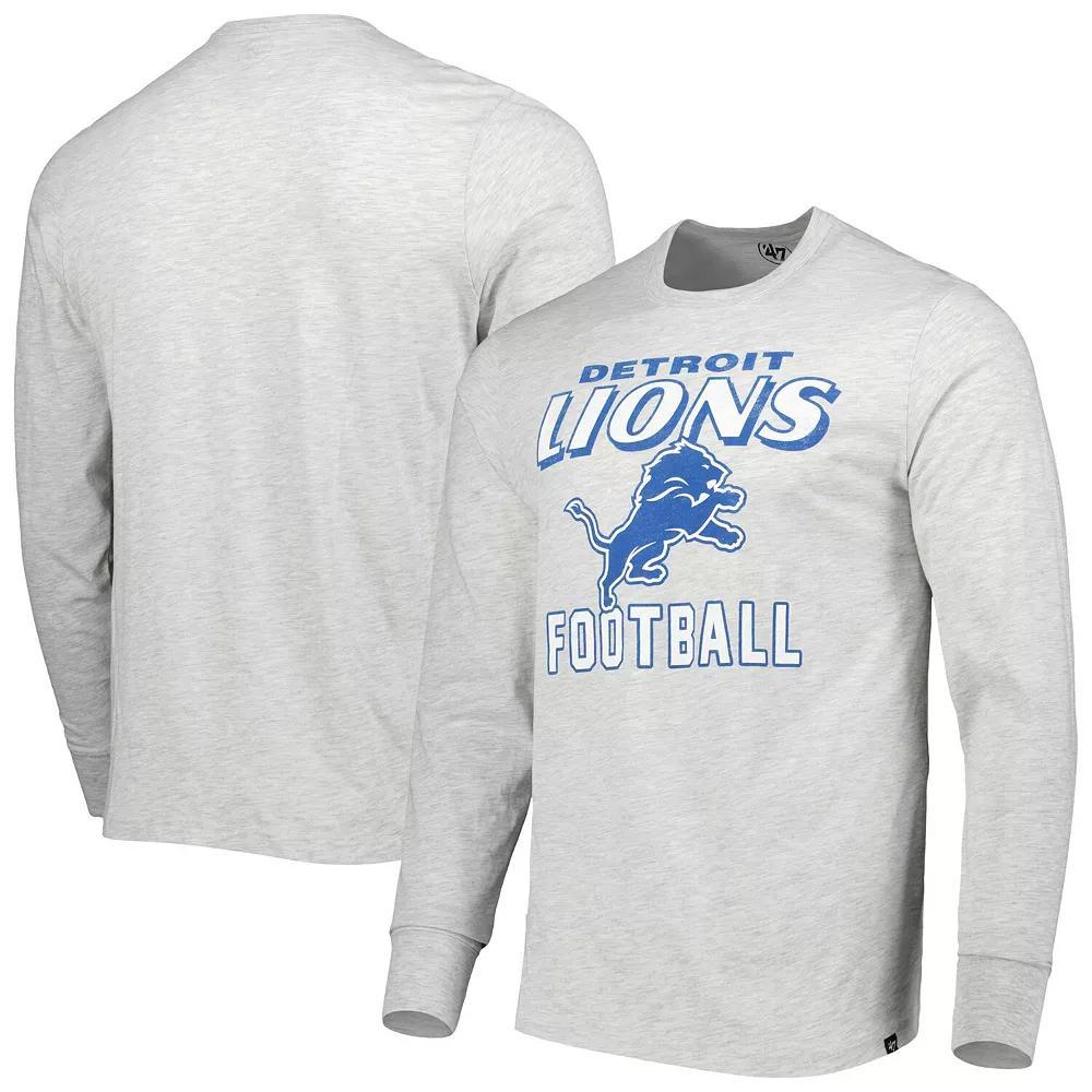 Men's '47 Heathered Gray Detroit Lions Dozer Franklin Long Sleeve T-Shirt, Size: Medium, Grey Product Image