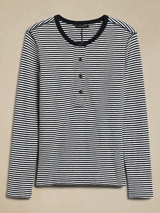 Slub Ribbed Henley T-Shirt Product Image
