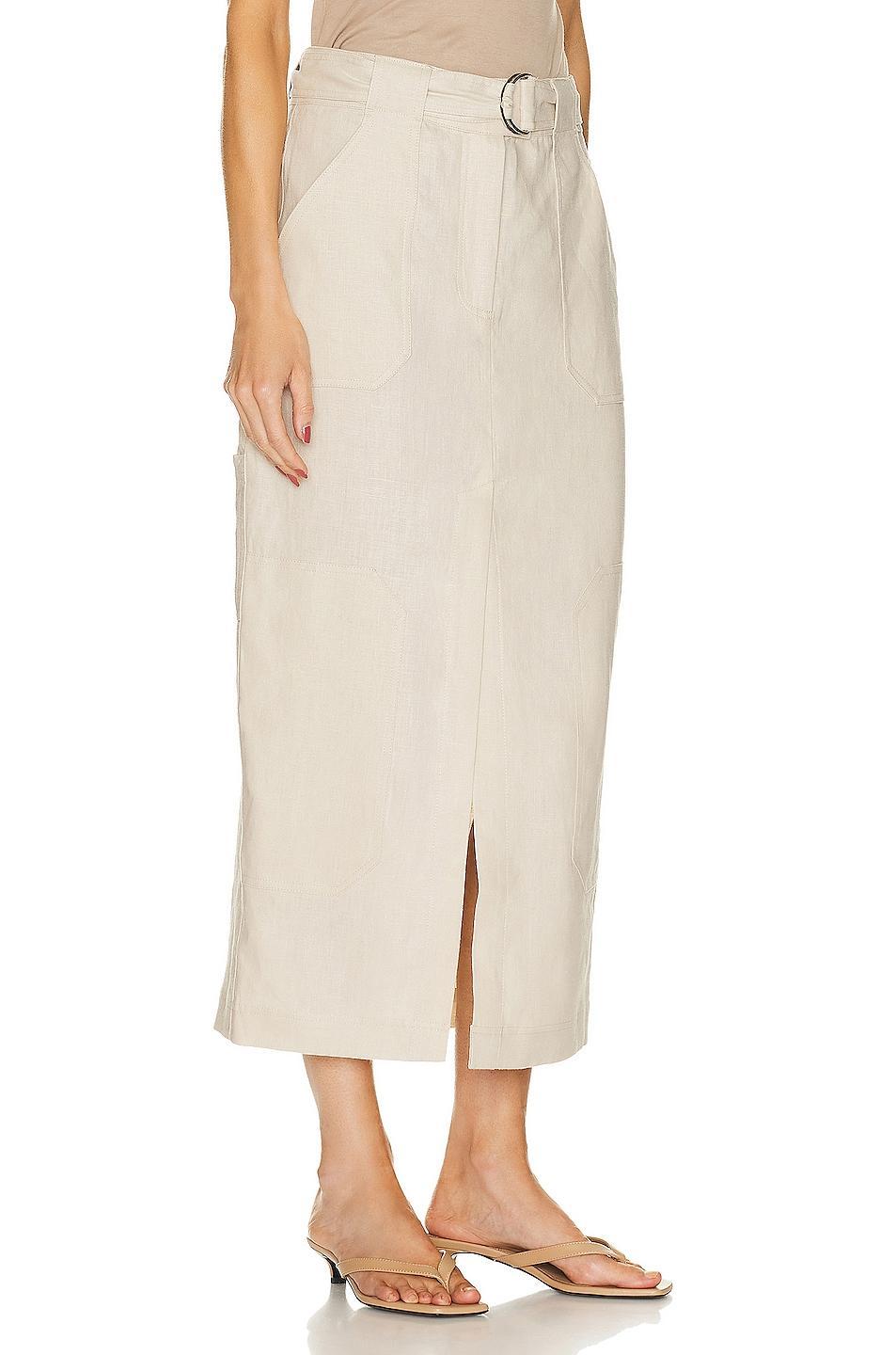 The Linen Cargo Midi Skirt GRLFRND Product Image
