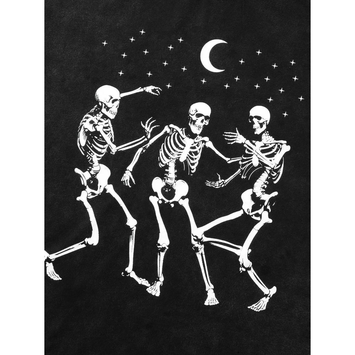 Plus Size Dancing Skeletons Printed Crew Neck T-shirt Acidwashblack Women Casual Non Halloween Round Neck Everyday T-shirts BloomChic 14-16/1X Product Image
