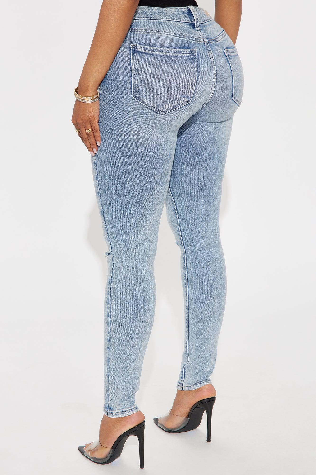 Mariza Slit Knee Ankle Skinny Jeans - Light Wash Product Image