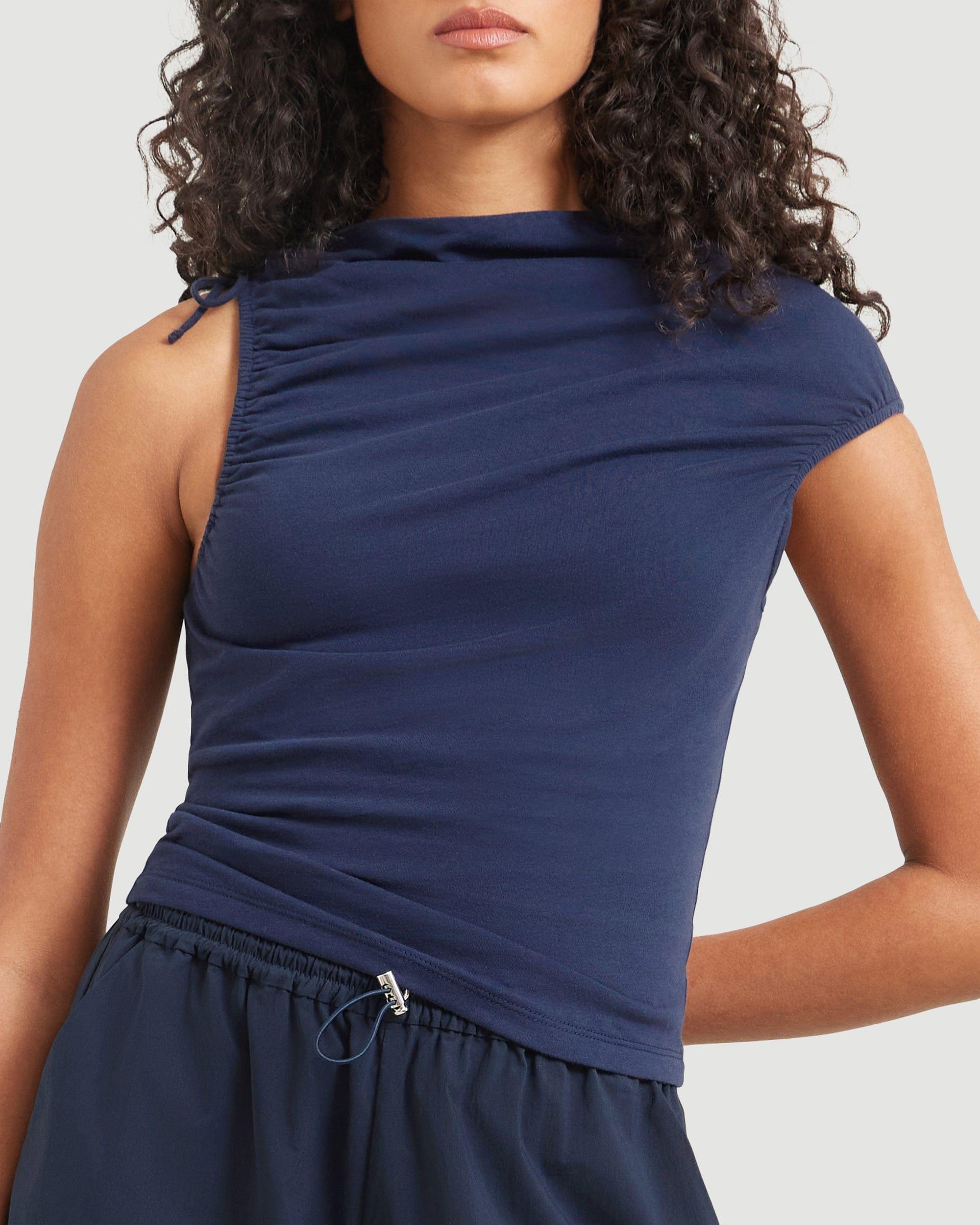Delphine Ruched Sleeveless Tee Product Image