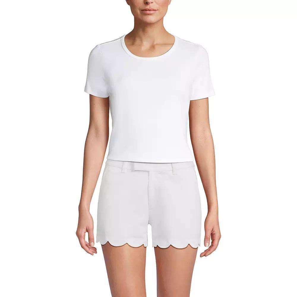 Women's Lands' End Mid Rise Scallop Hem 5-in. Chino Shorts, Size: 12, White Product Image