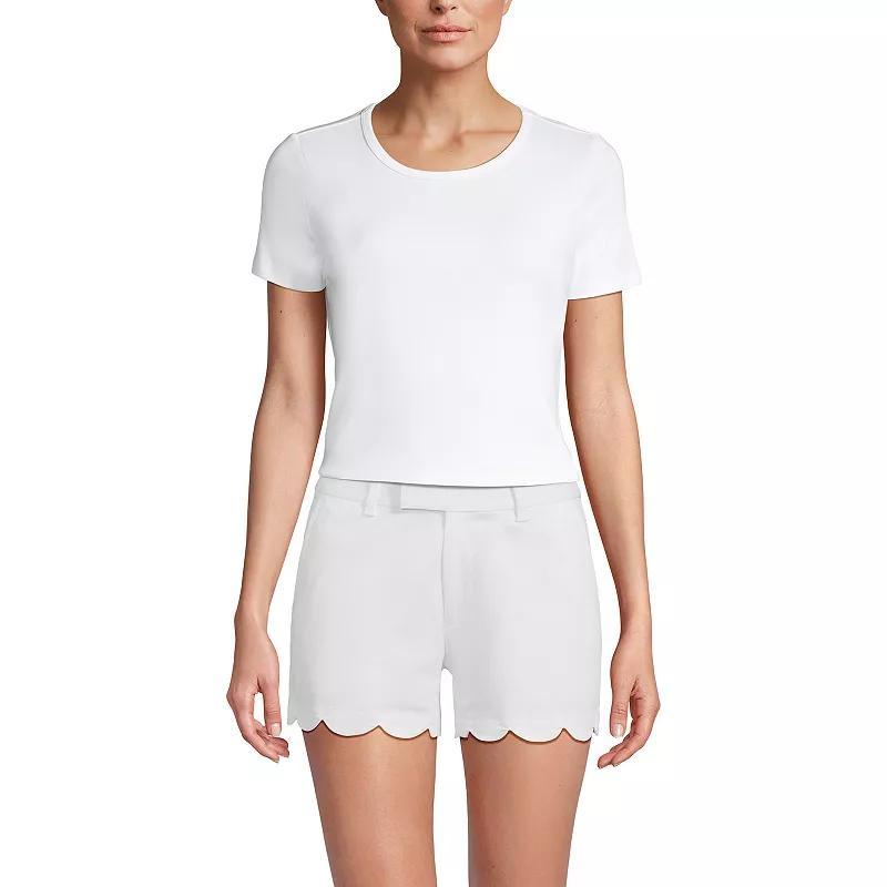 Women's Lands' End Mid Rise Scallop Hem 5-in. Chino Shorts, Size: 12, White Product Image