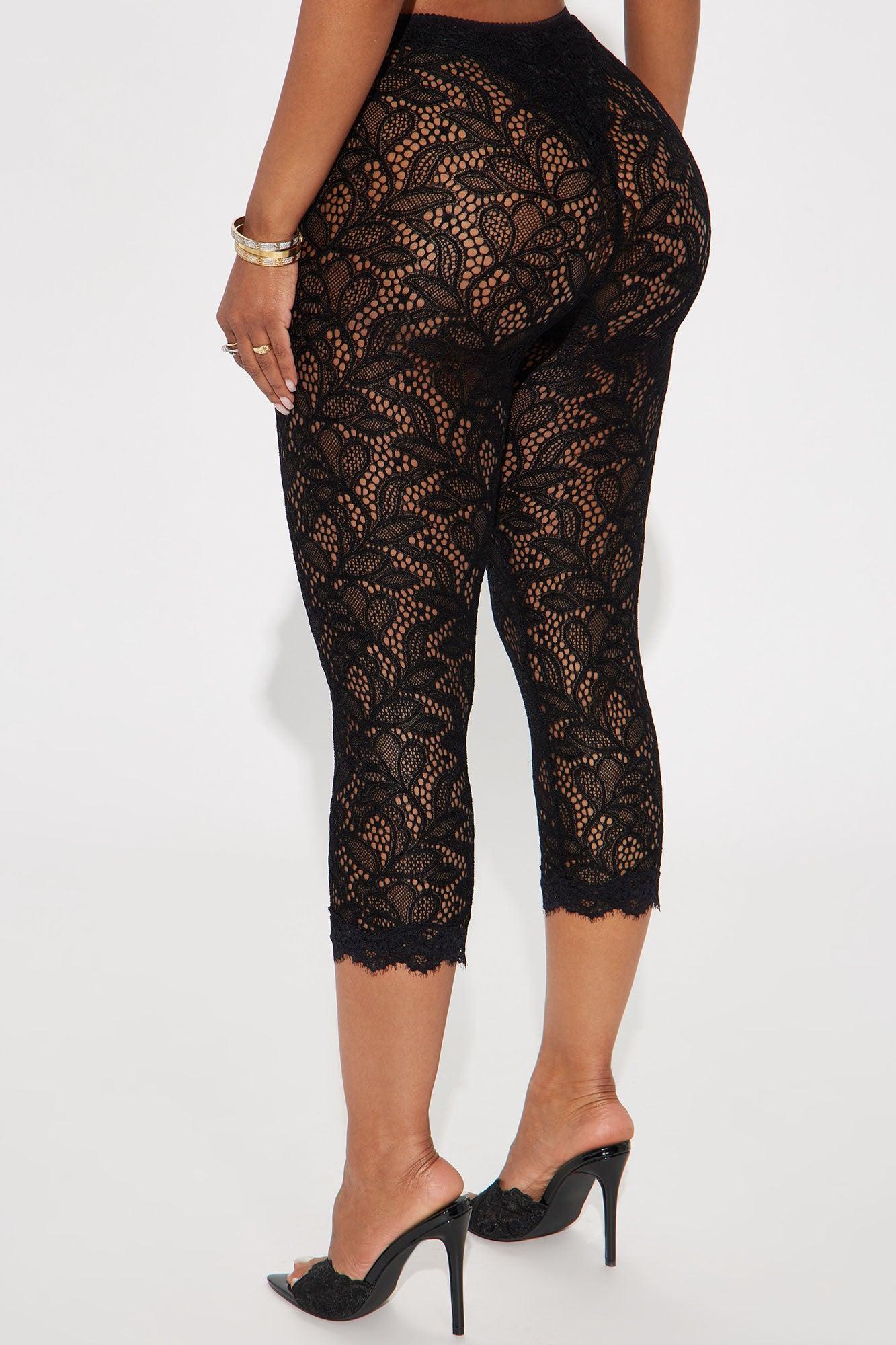 I Feel Love Lace Capri Legging - Black Product Image
