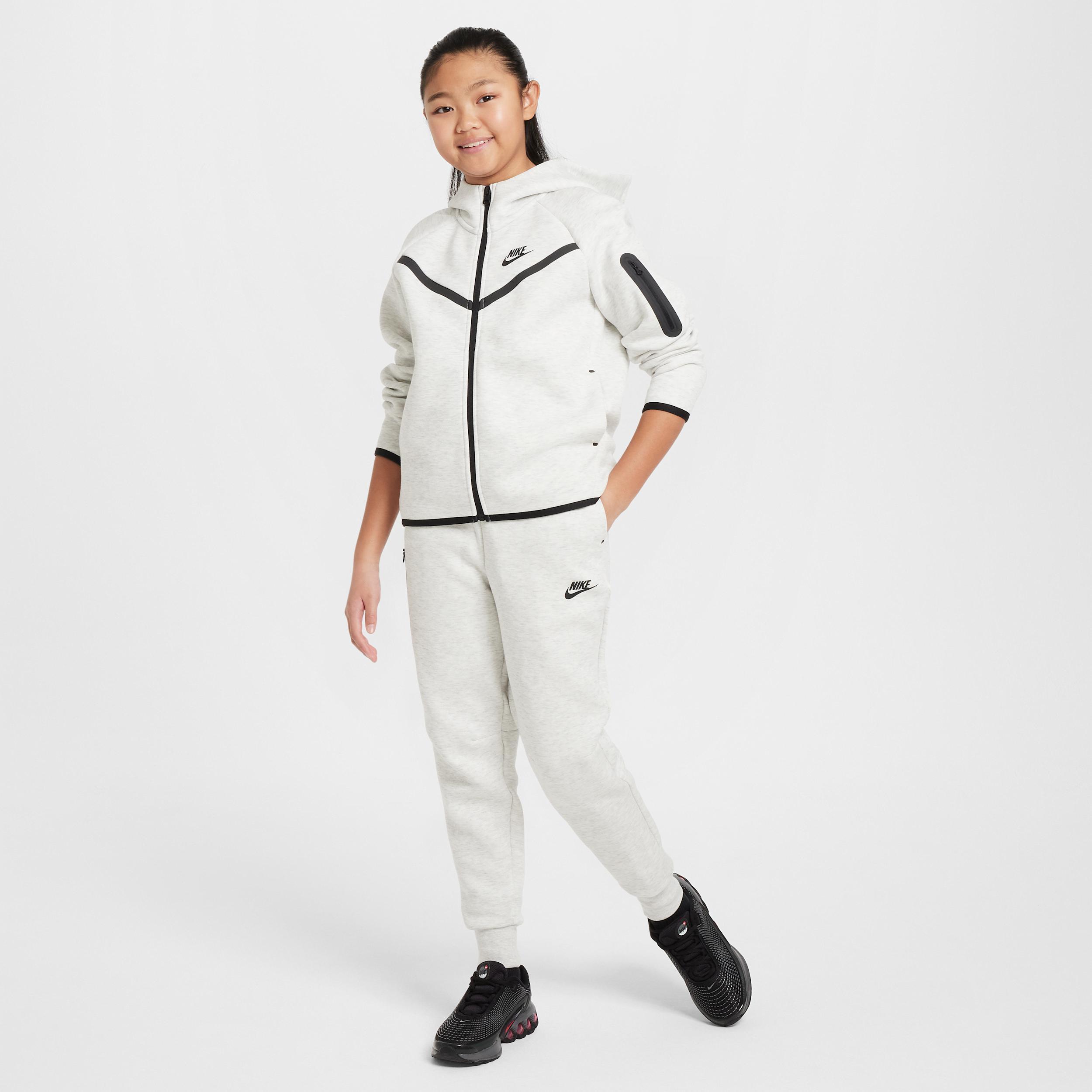 Nike Girls Sportswear Tech Fleece Jogger Pants in Light Grey/Heather/Black Product Image