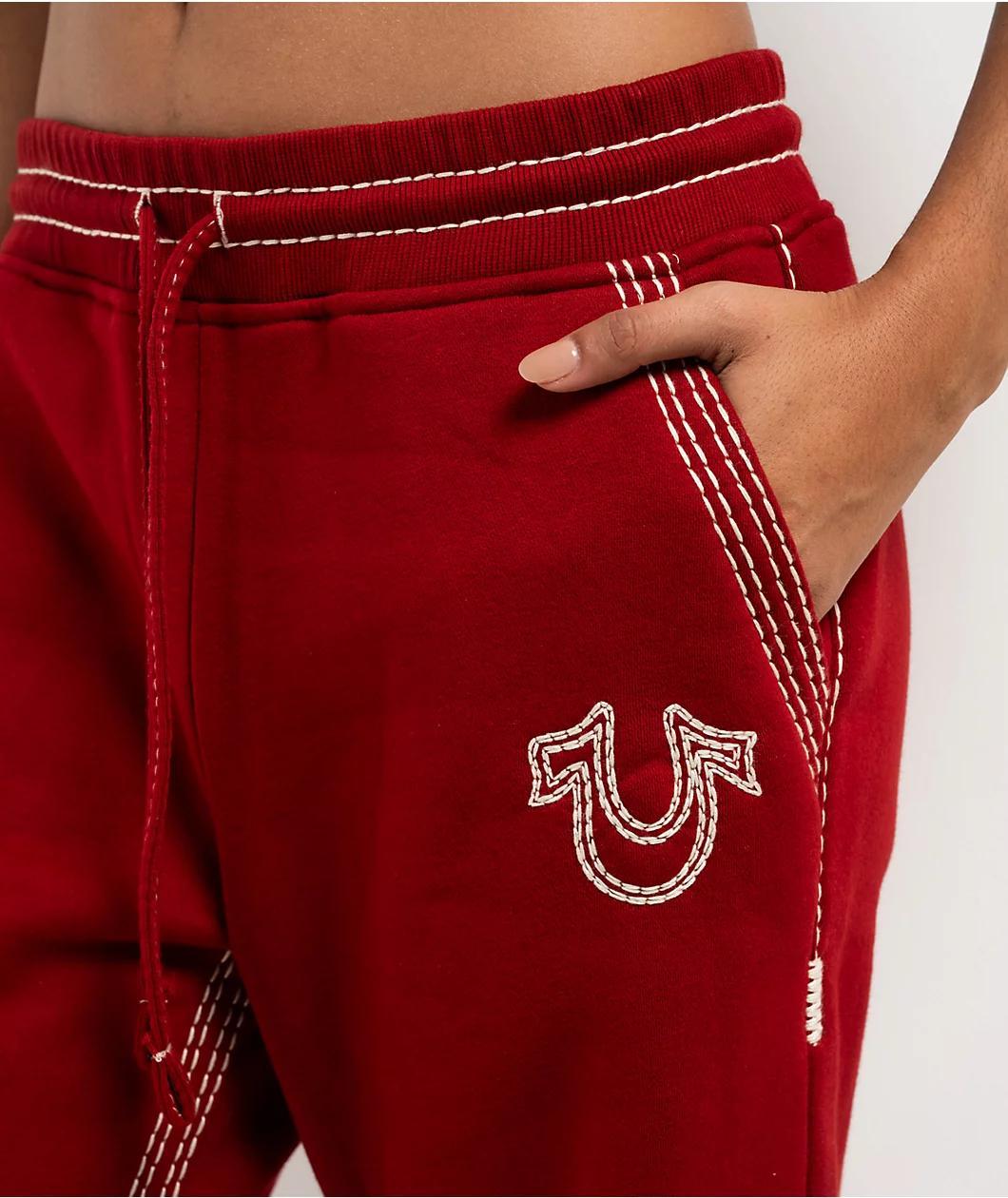 True Religion Super T Horseshoe Red Dahlia Sweatpants Product Image