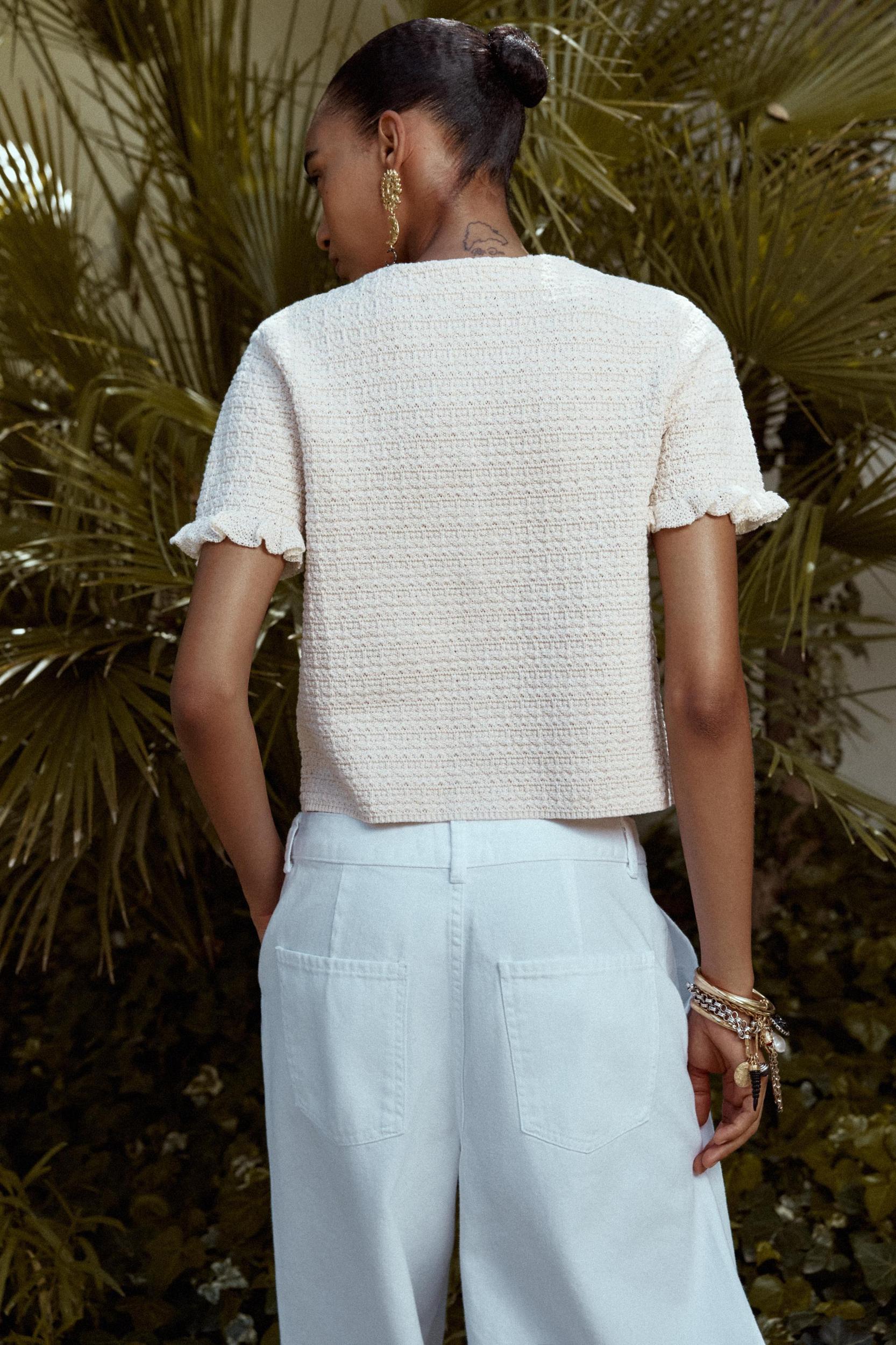 RUFFLED KNIT CARDIGAN Product Image