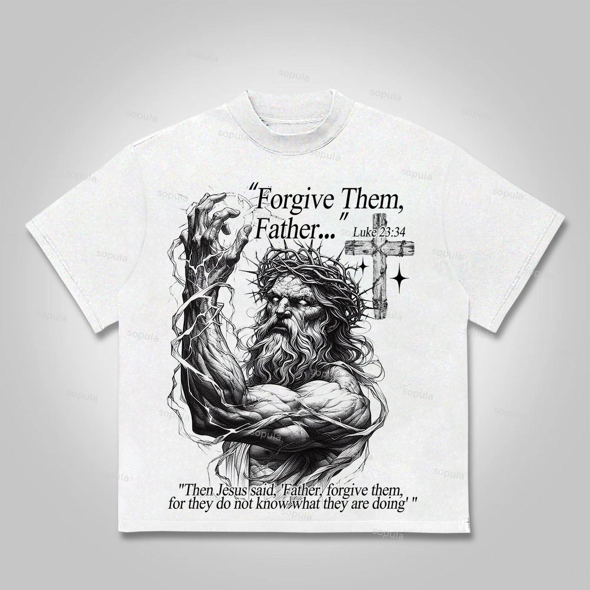 Sopula Forgive Them Father-Jesus Graphic Cotton T-shirt Product Image