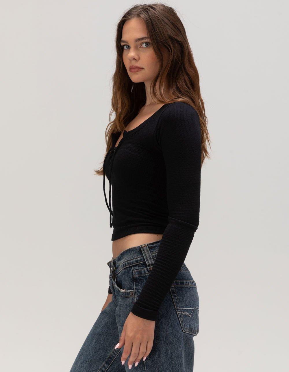 BDG Urban Outfitters Knockout Womens Lace Up Top - RED Product Image