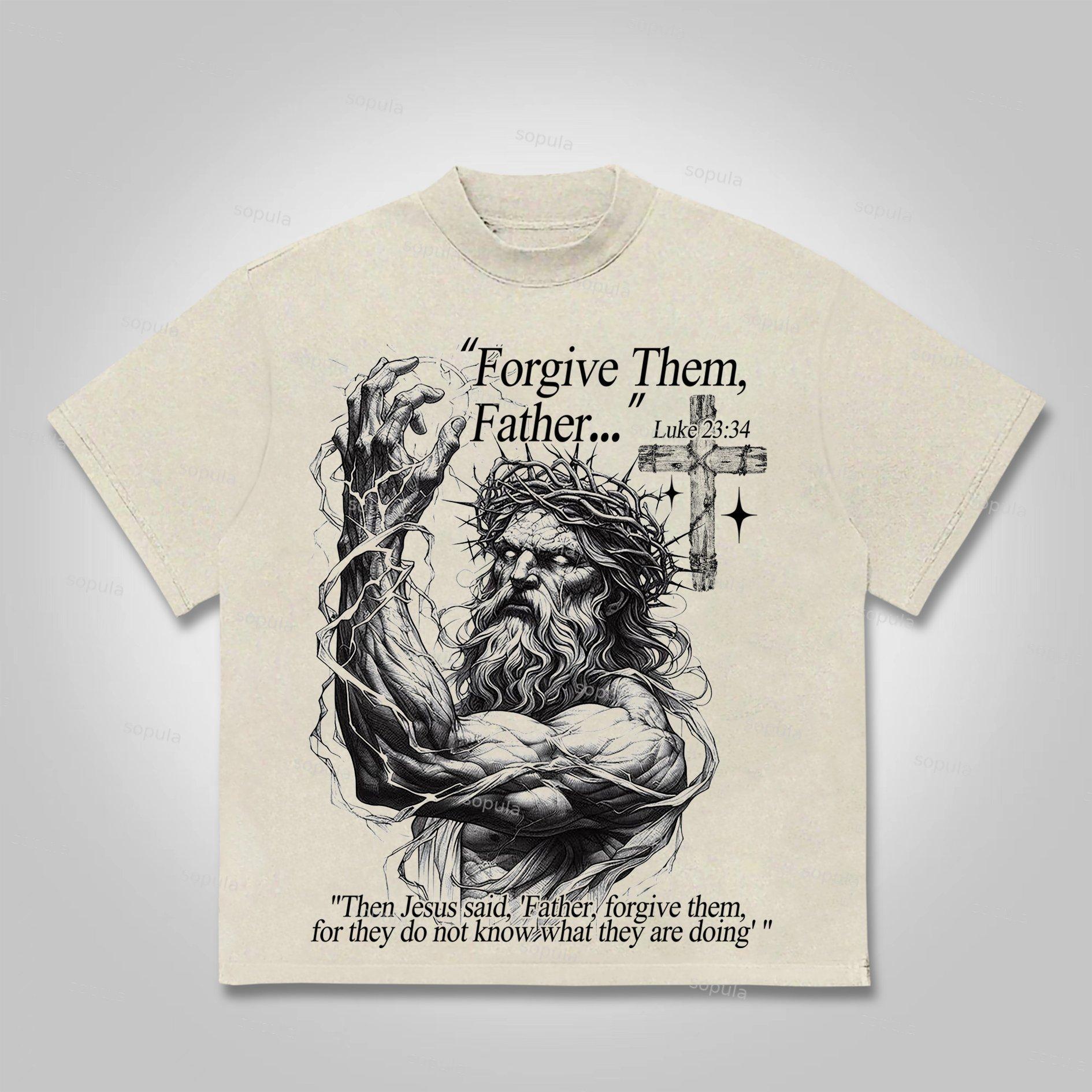 Sopula Forgive Them Father-Jesus Graphic Cotton T-shirt Product Image