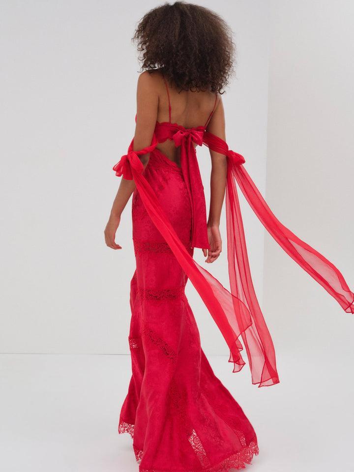 Rita Lace Gown — Red Product Image