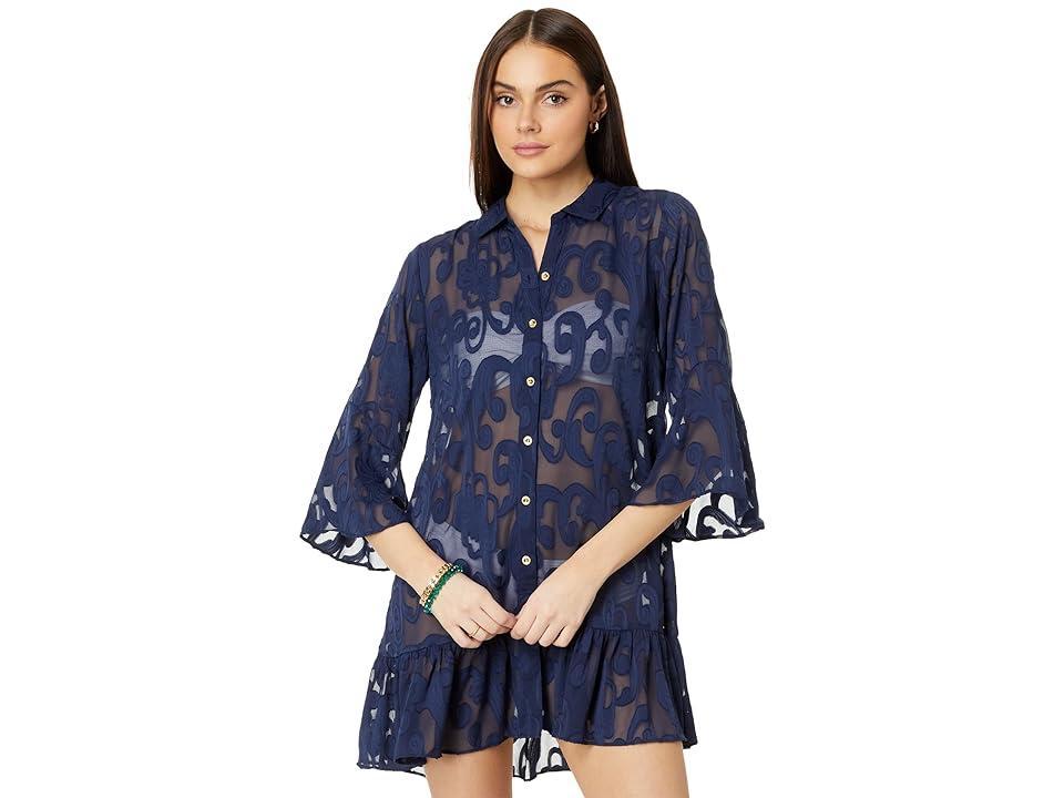 Womens Linley Flounce Cover-Up Shirtdress Product Image