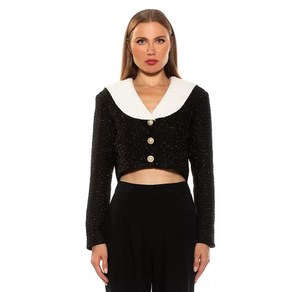 Women's ALEXIA ADMOR Clementine Tweed Jacket, Size: 12, Black Product Image