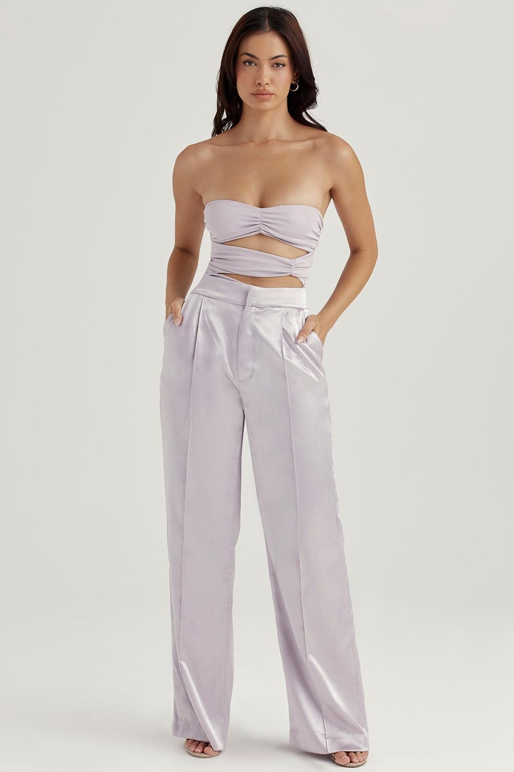 Alivia  grey satin trousers Product Image