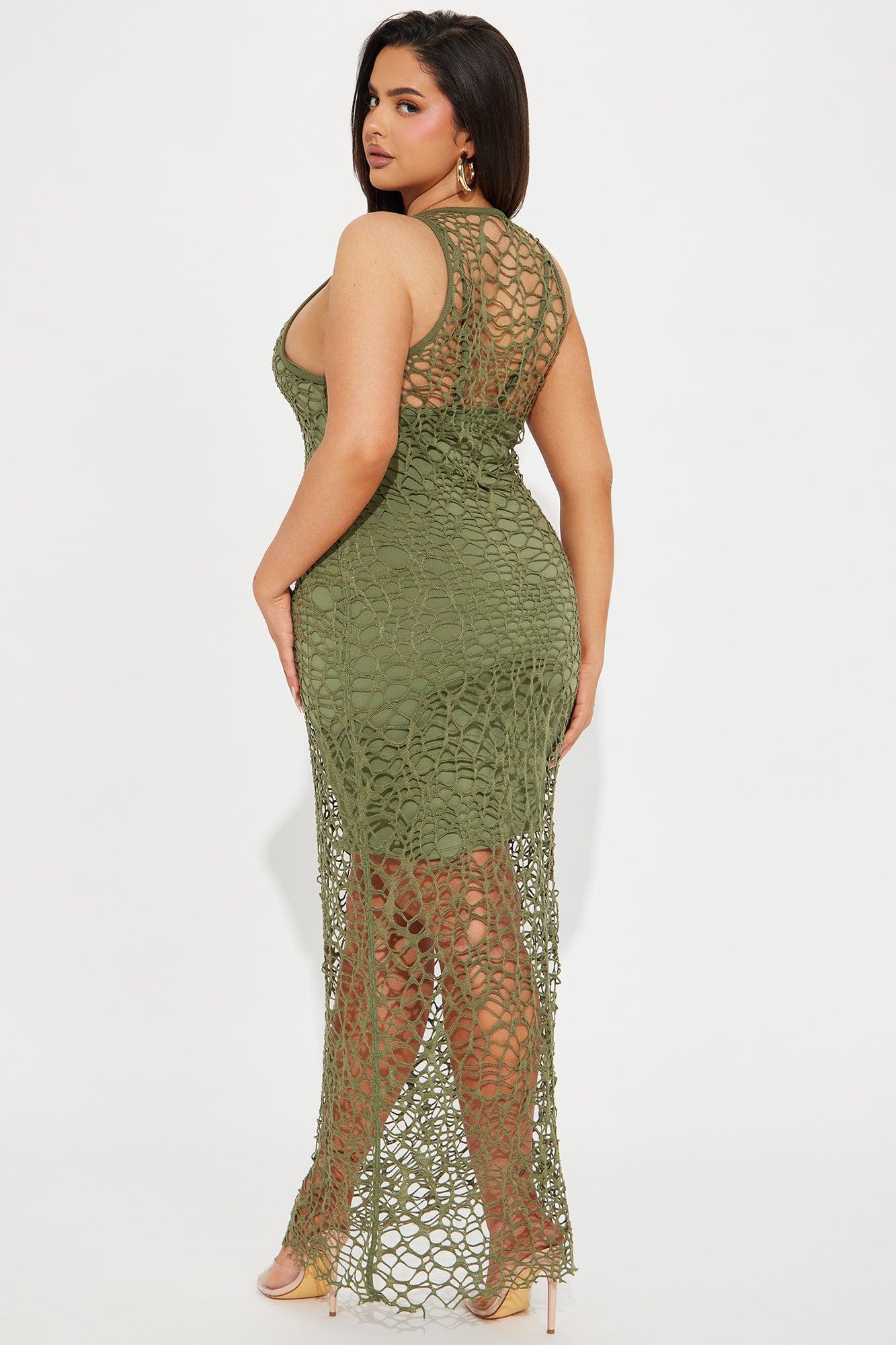 Callie Crochet Maxi Dress - Olive Product Image