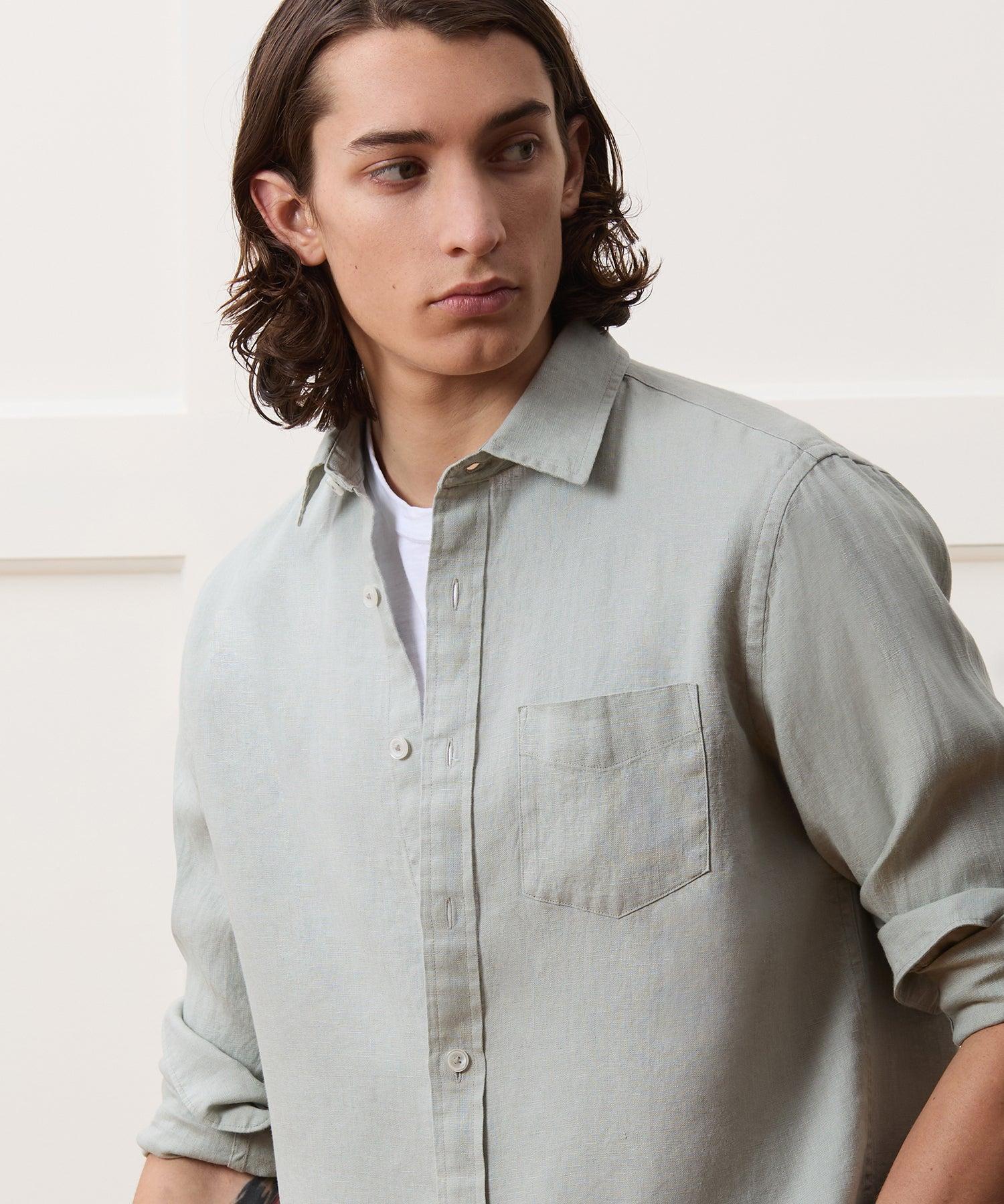 Sea Soft Irish Linen Point Collar Shirt Product Image