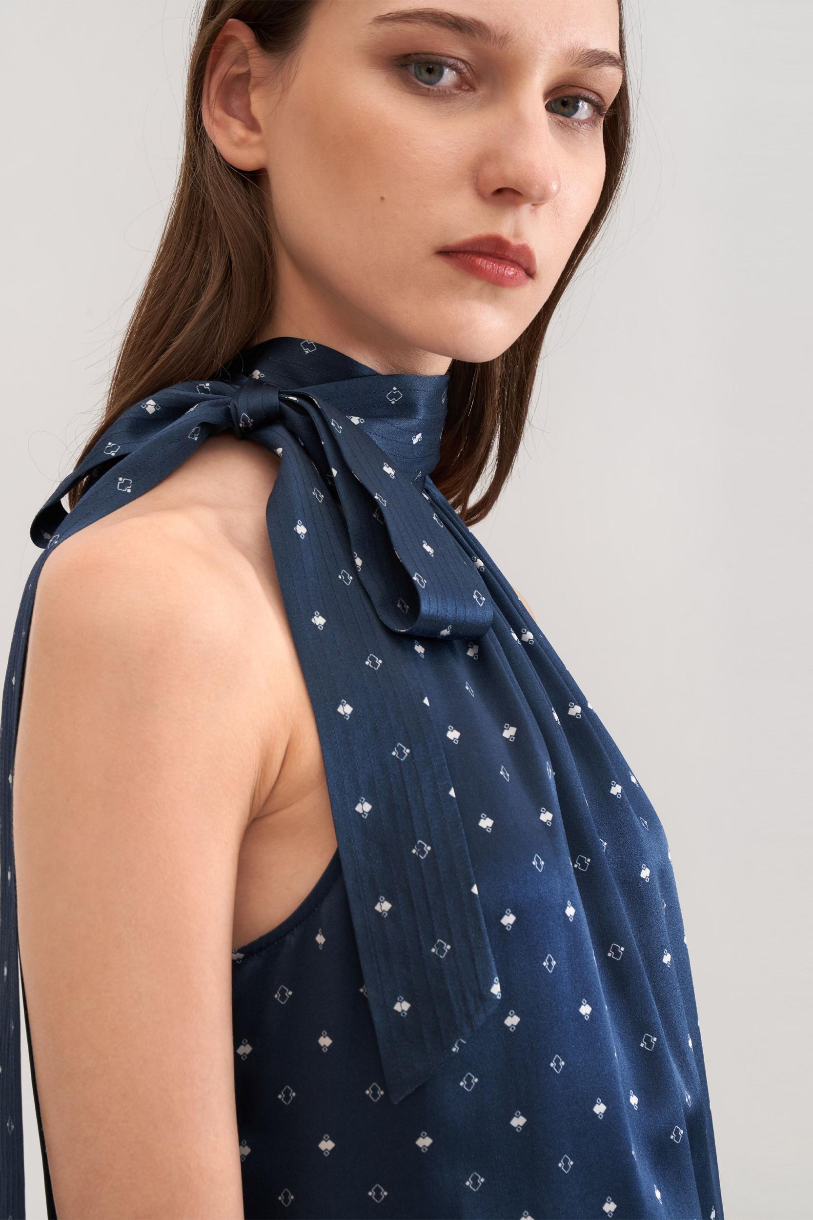 Halter Neck Silk Pine Shirt Product Image