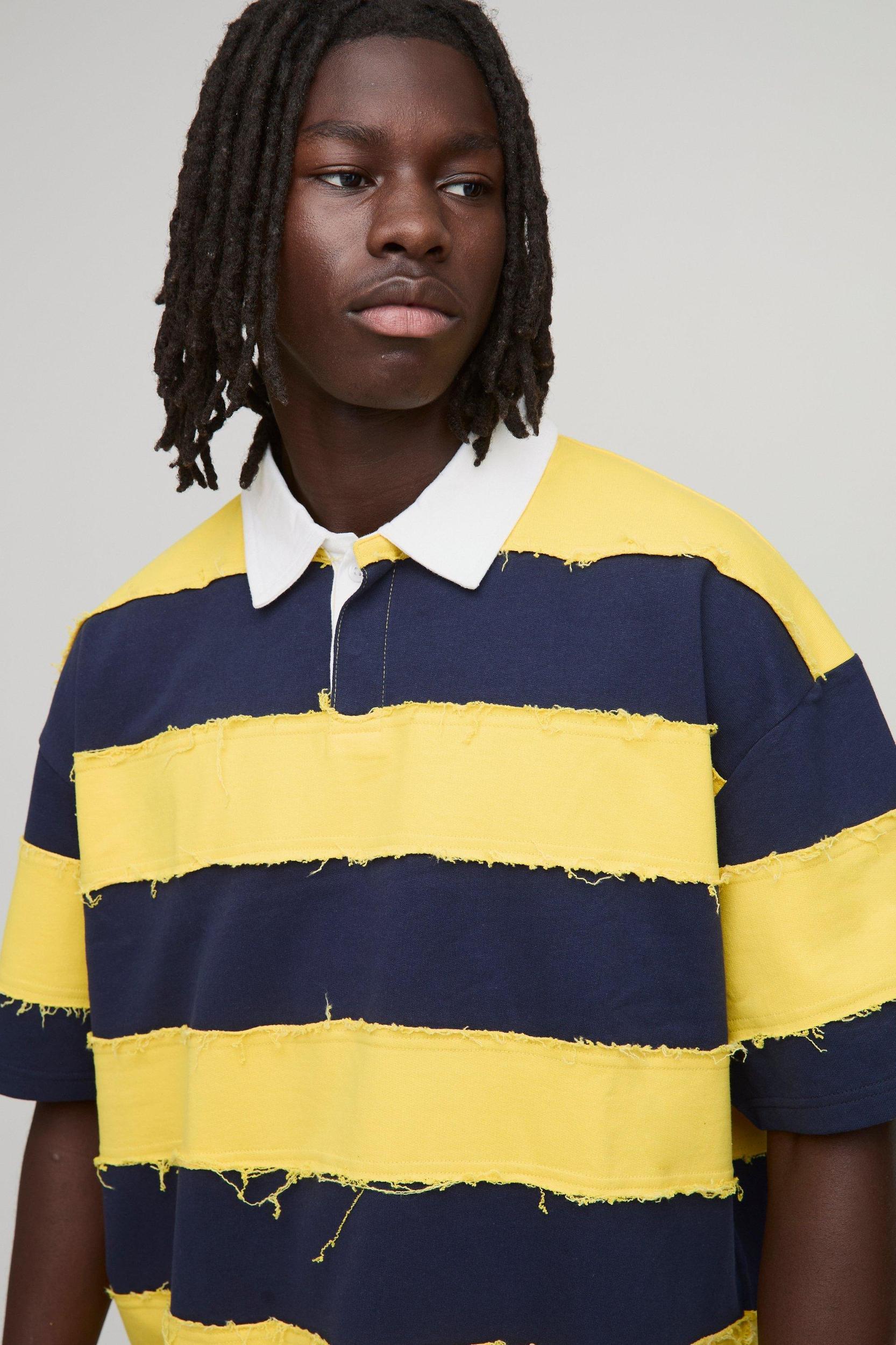 Oversized Boxy Distressed Short Sleeve Rugby Polo | boohooMAN USA Product Image