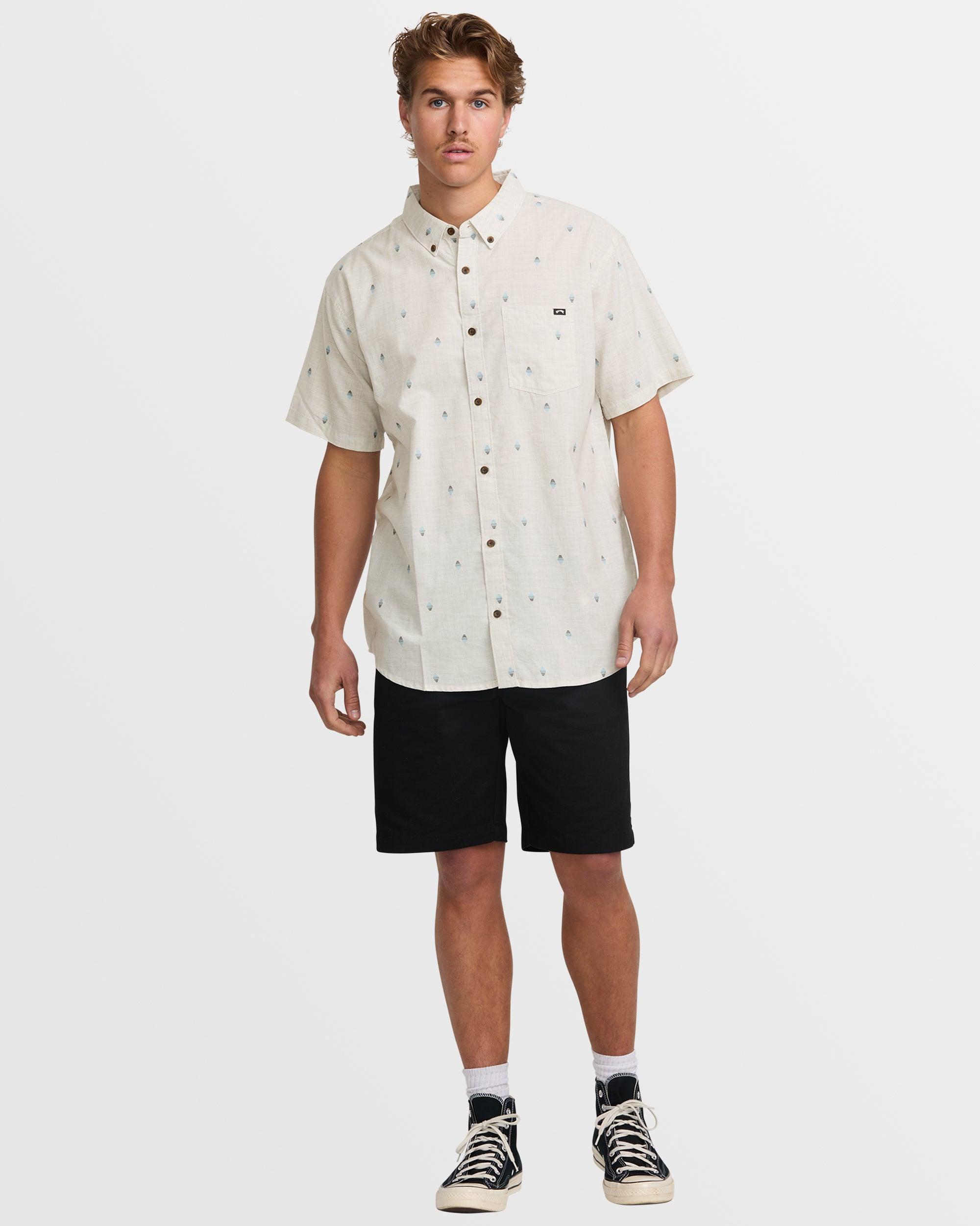 All Day Jacquard Short Sleeve Shirt - Oatmeal Male Product Image