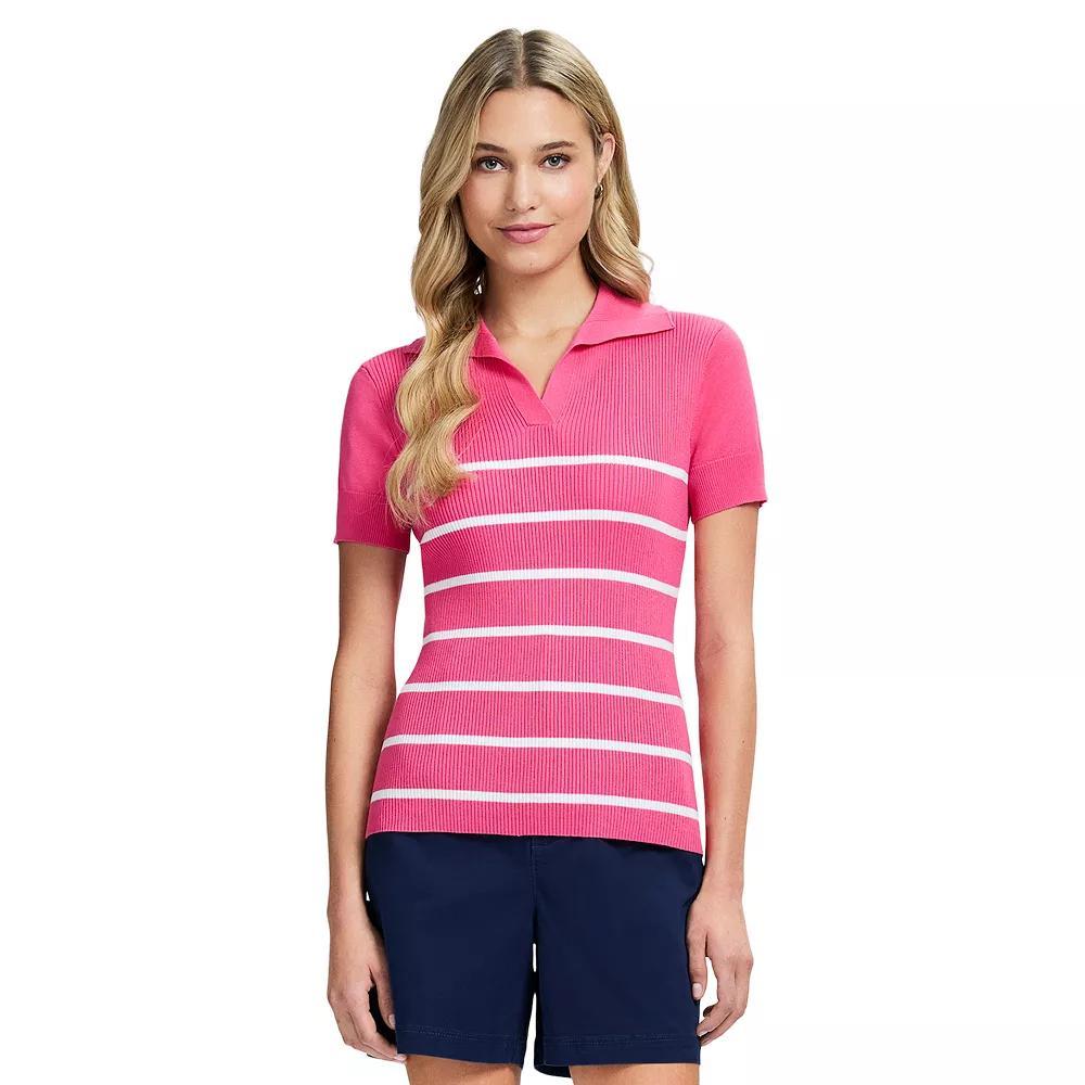 Women's IZOD Joana Short Sleeve Striped Sweater, Size: XXL, Pink Product Image