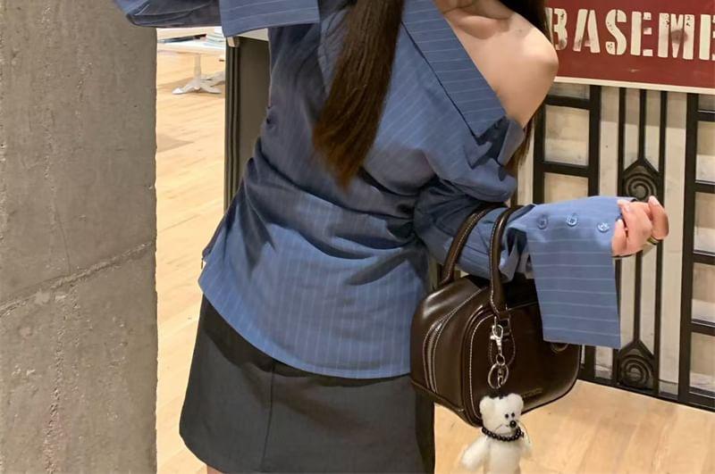 One-Shoulder Striped Blouse Product Image
