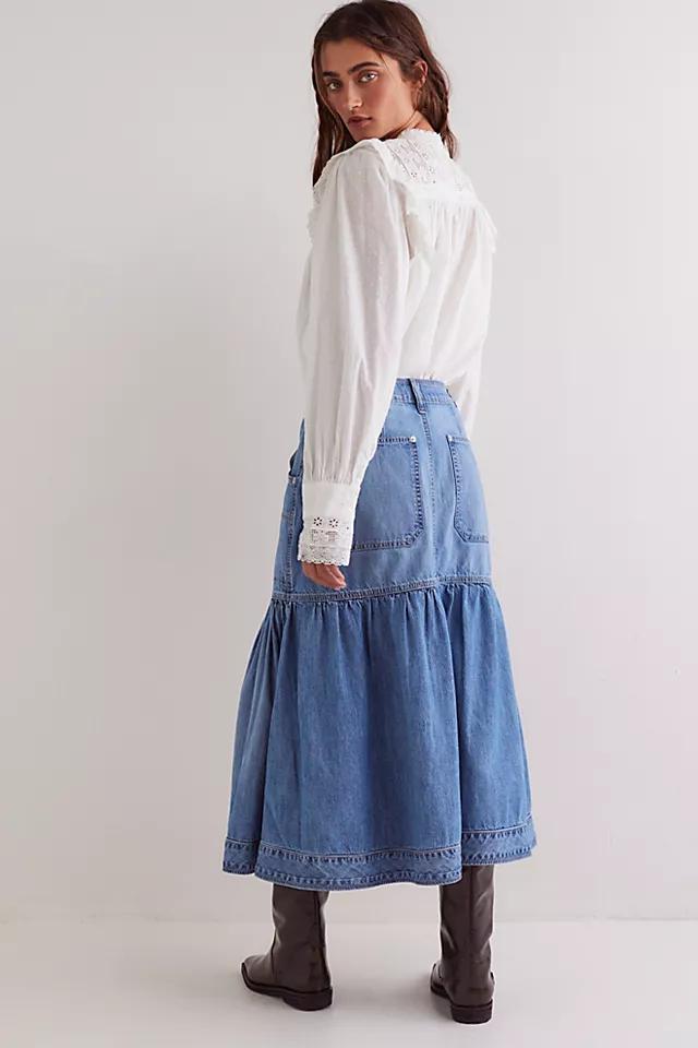 We The Free Now And Then Denim Midi Skirt Product Image