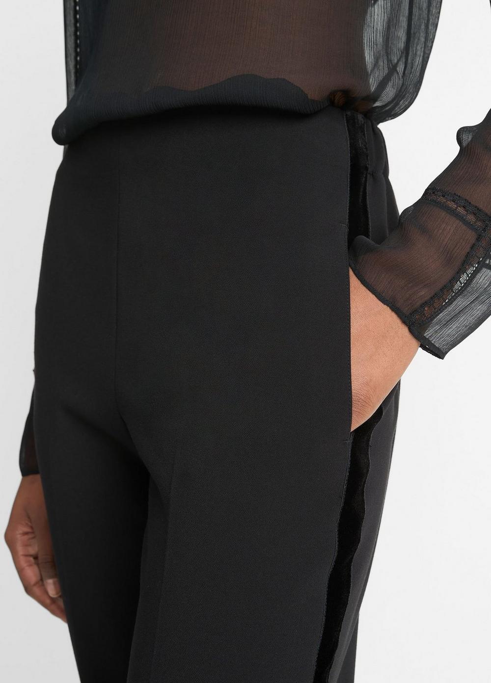 Womens Crepe Velvet-Trim Pants Product Image