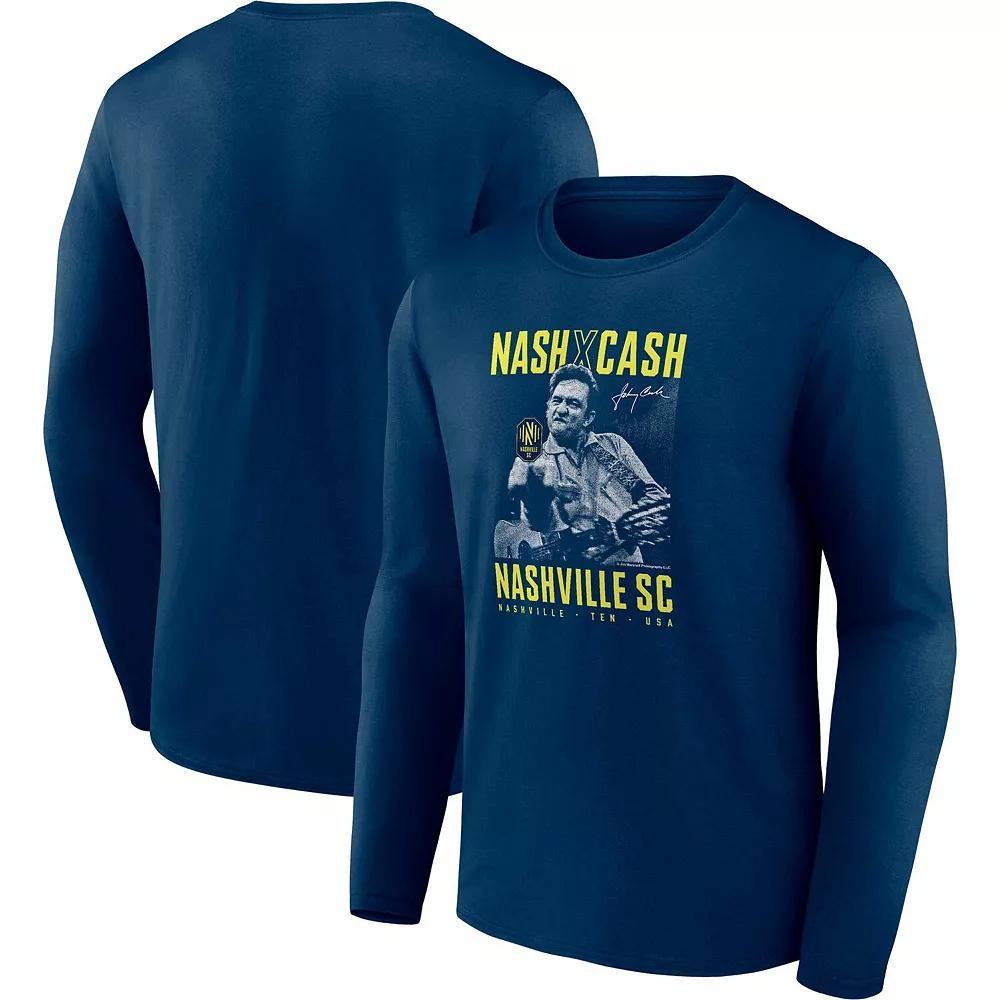 Men's Fanatics Navy Nashville SC Johnny Cash Finger Long Sleeve T-Shirt, Size: Large, Mls Blue Product Image