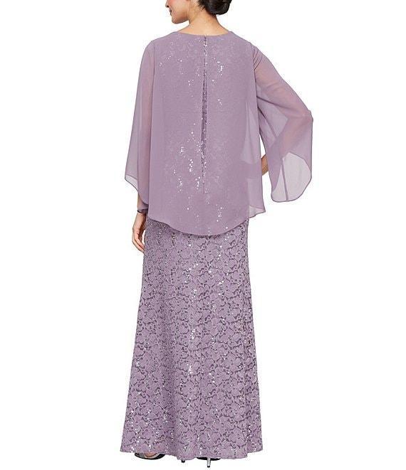 Ignite Evenings Scoop Neck Capelet Sleeve Lace Mock Jacket Dress Product Image
