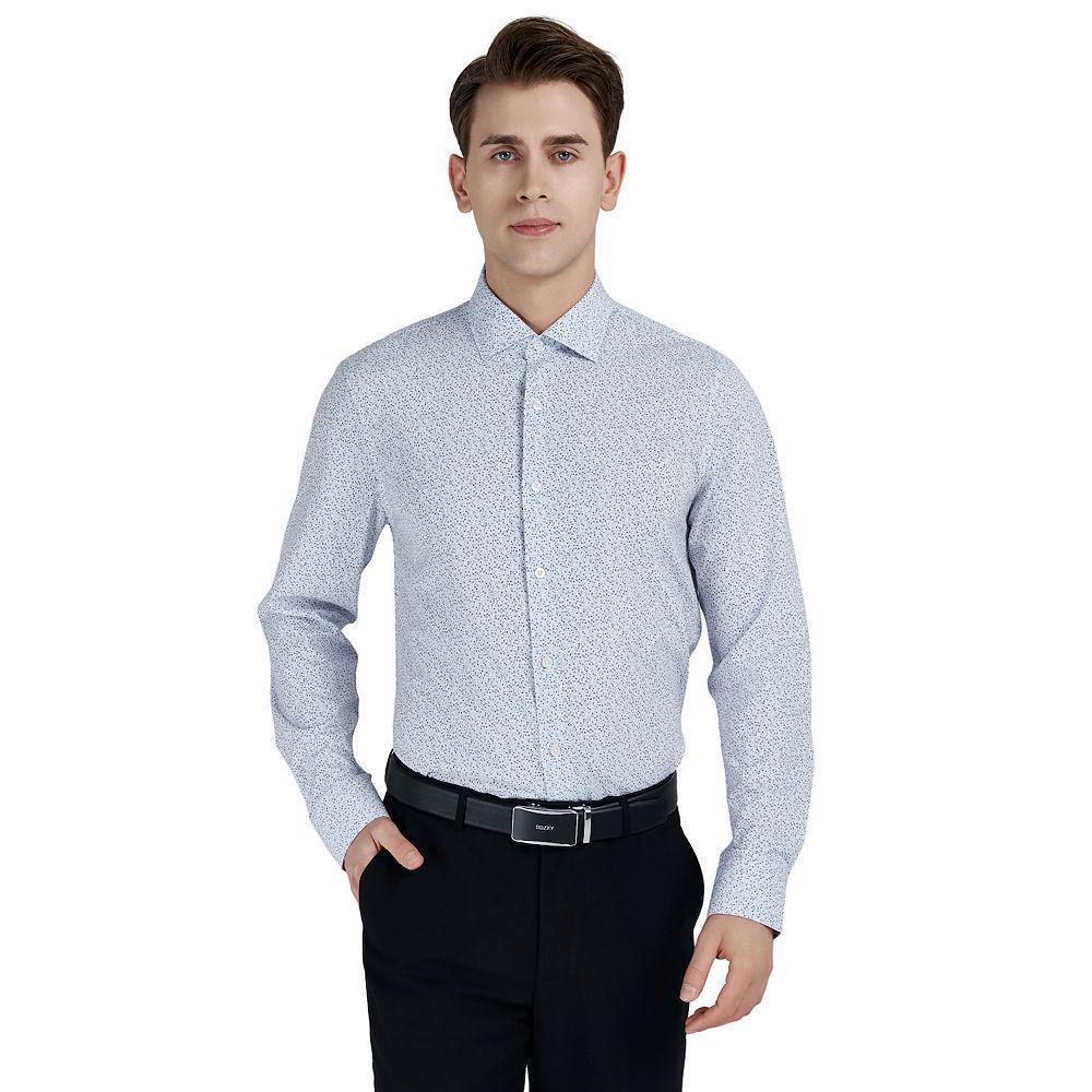 Men's Bespoke Slim-Fit Wrinkle Free Performance Dress Shirt, Size: XL-36/37, Grey Floral Print Product Image