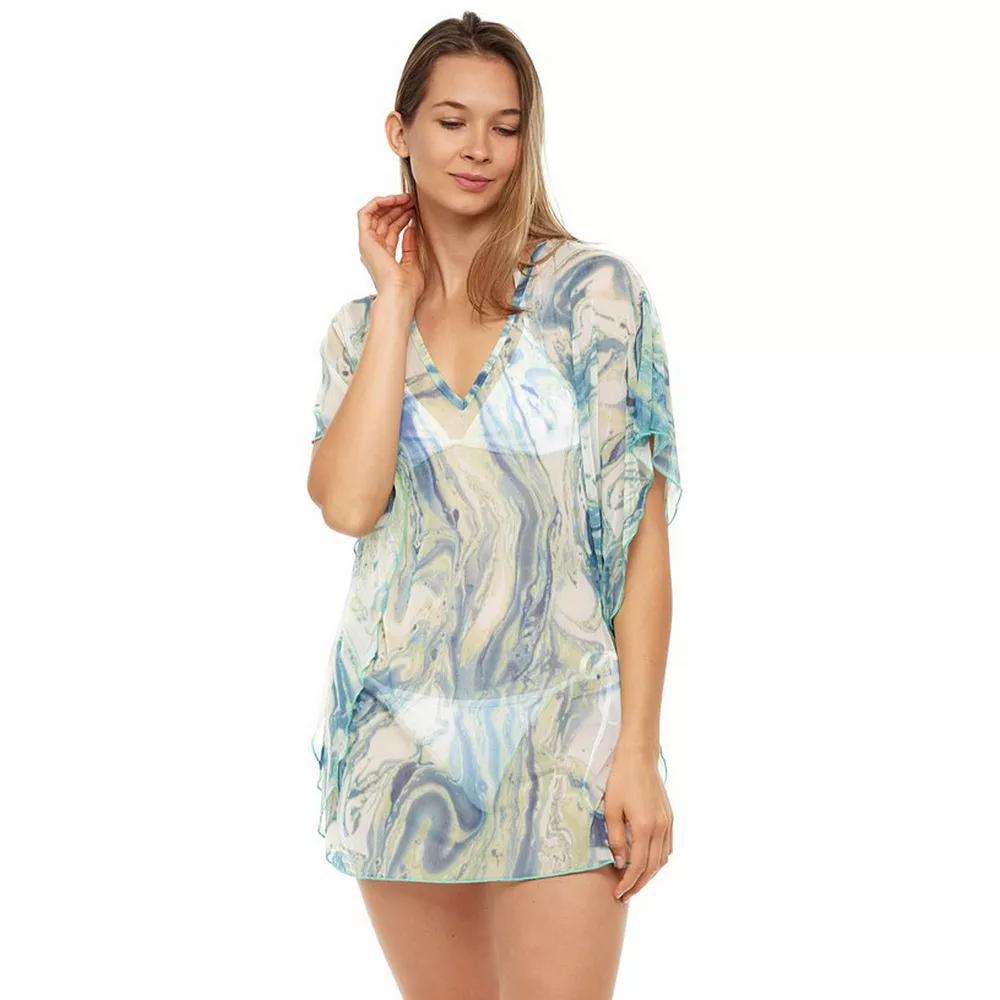 Women's Jordan Taylor Printed Mesh Kaftan Swim Cover-Up, Size: Small, Gray Product Image