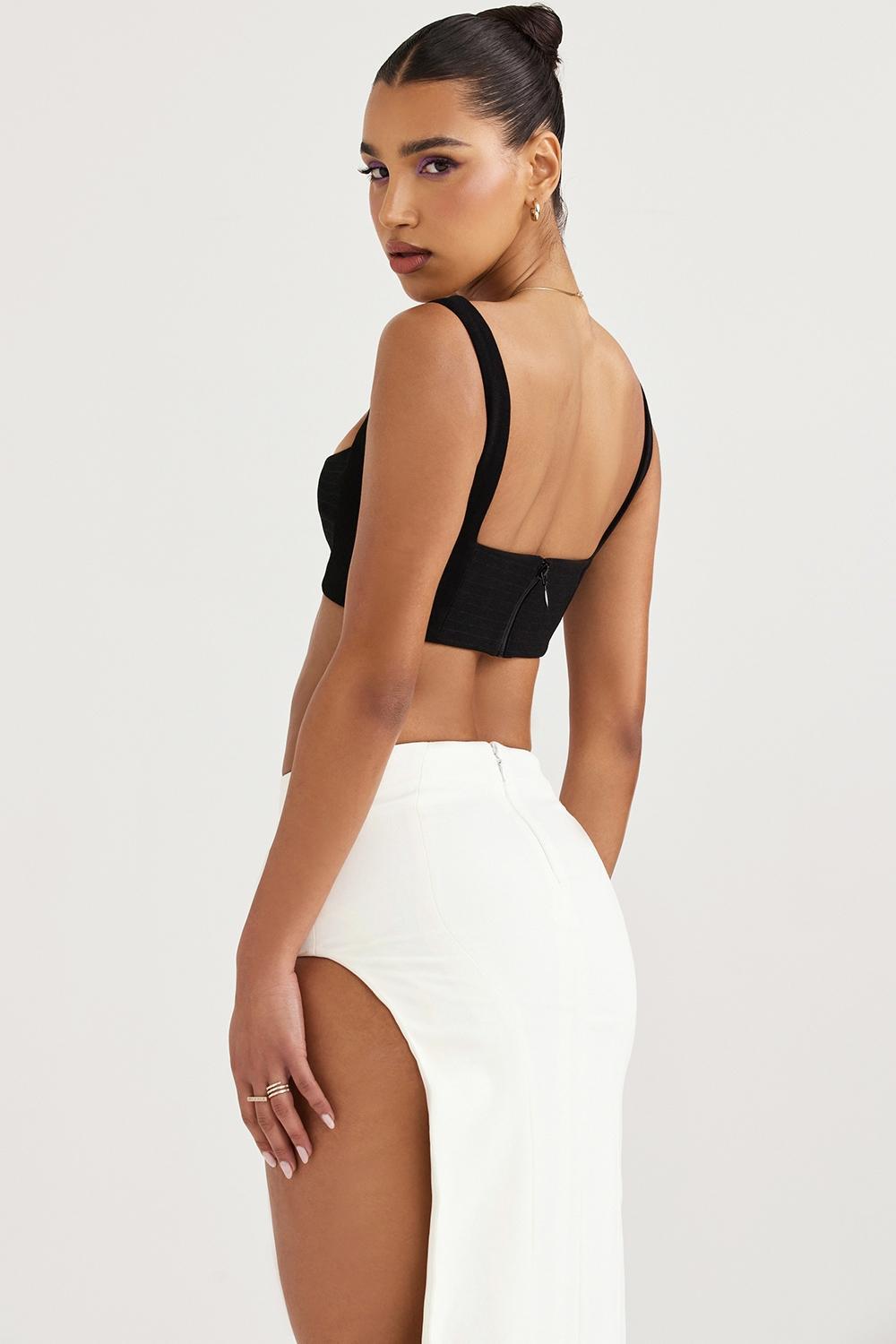 Luciana  black pleated bandeau top Product Image