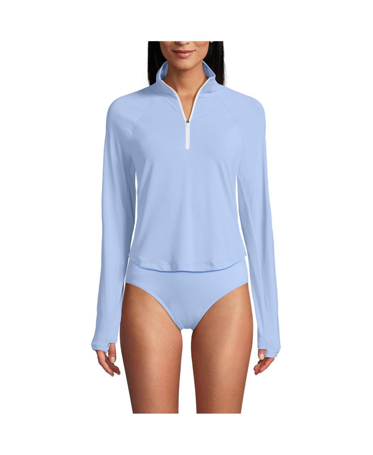 Womens Lands End Cooling Quarter Zip Raglan Long Sleeve Rash Guard Product Image