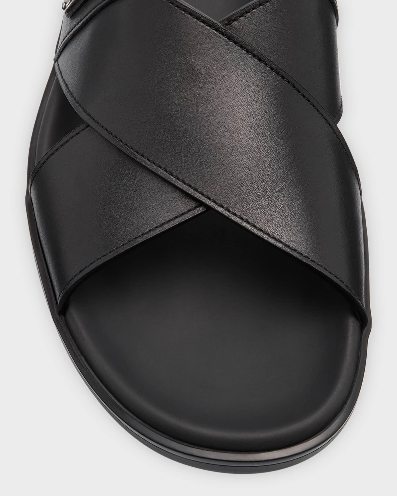 Men's Leather Crisscross Slide Sandals Product Image