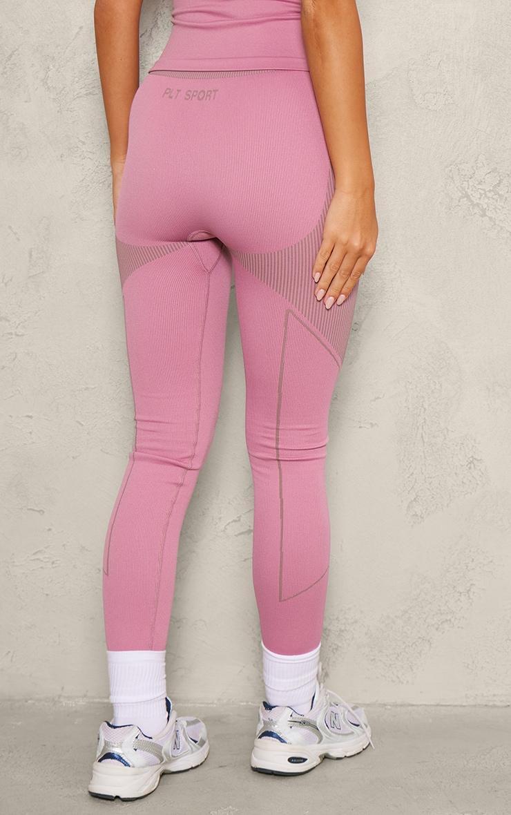 PLT SPORT Dark Mauve Jacquard Seamless Gym Leggings Product Image