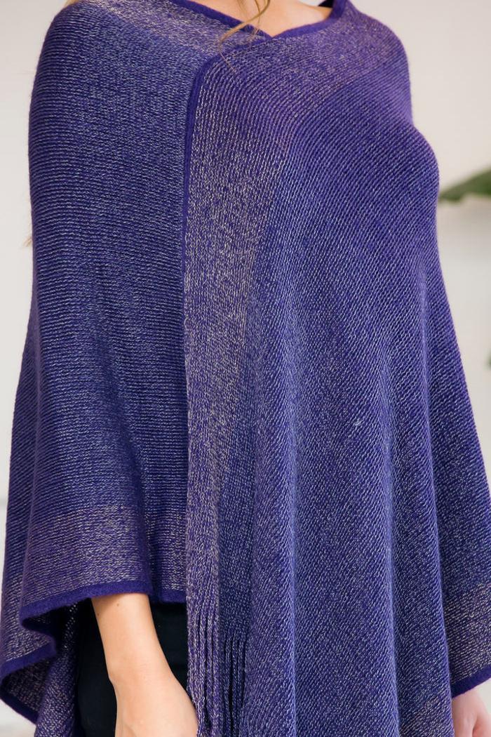 Purple Ultra Soft Two Tone Fringe Poncho Product Image