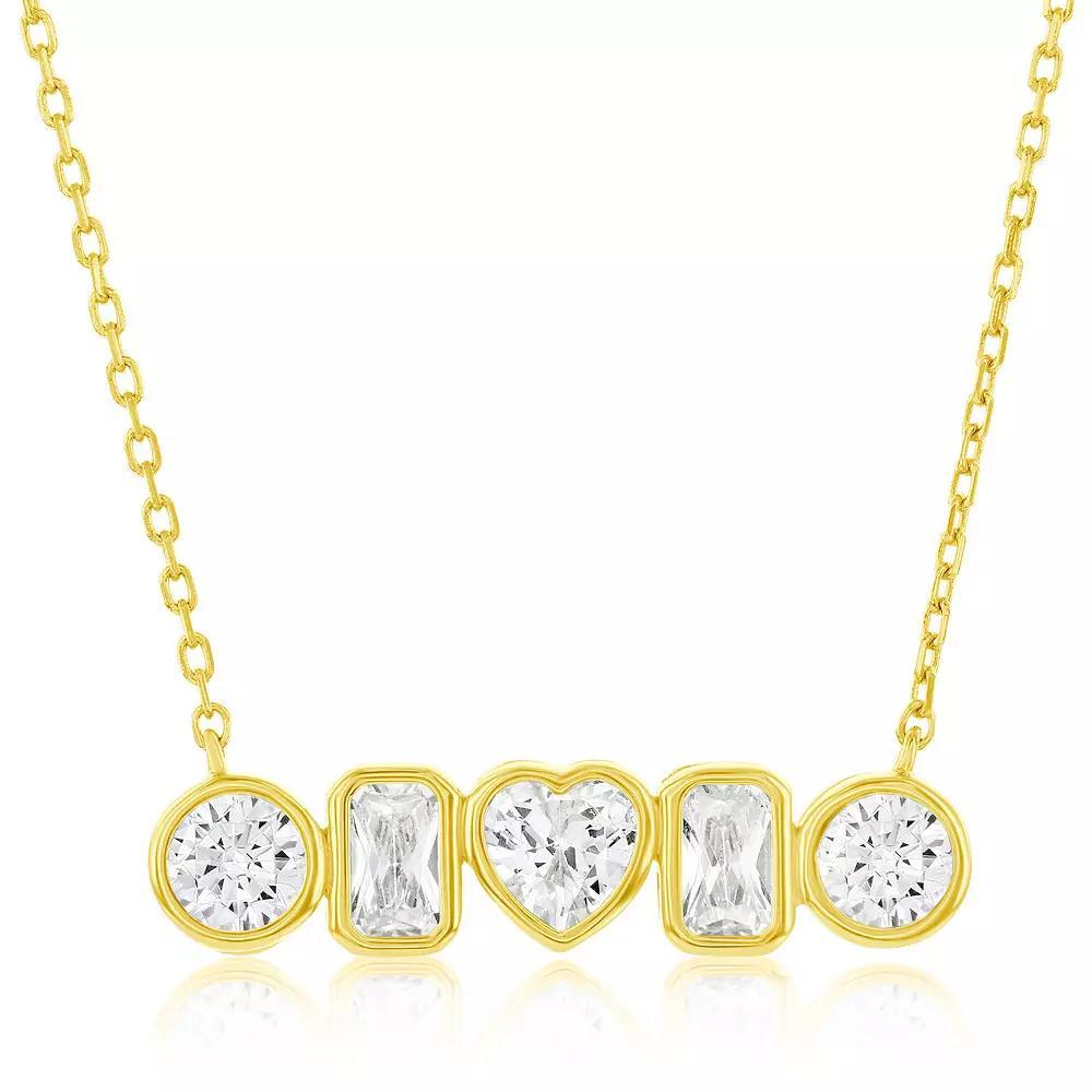 Argento Bella Sterling Silver Cubic Zirconia Multi-Shaped Bezel-Set Bar Necklace, Women's, Size: 16-18" ADJ, Gold Tone Product Image