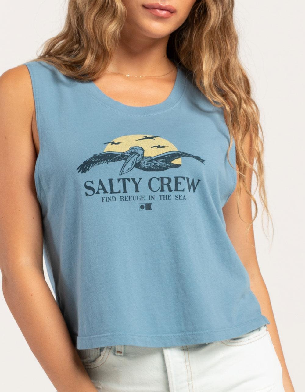SALTY CREW Soarin' Womens Crop Muscle Tank - BLUE Product Image