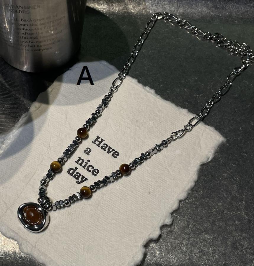 Gemstone Pendant Beaded Necklace Product Image