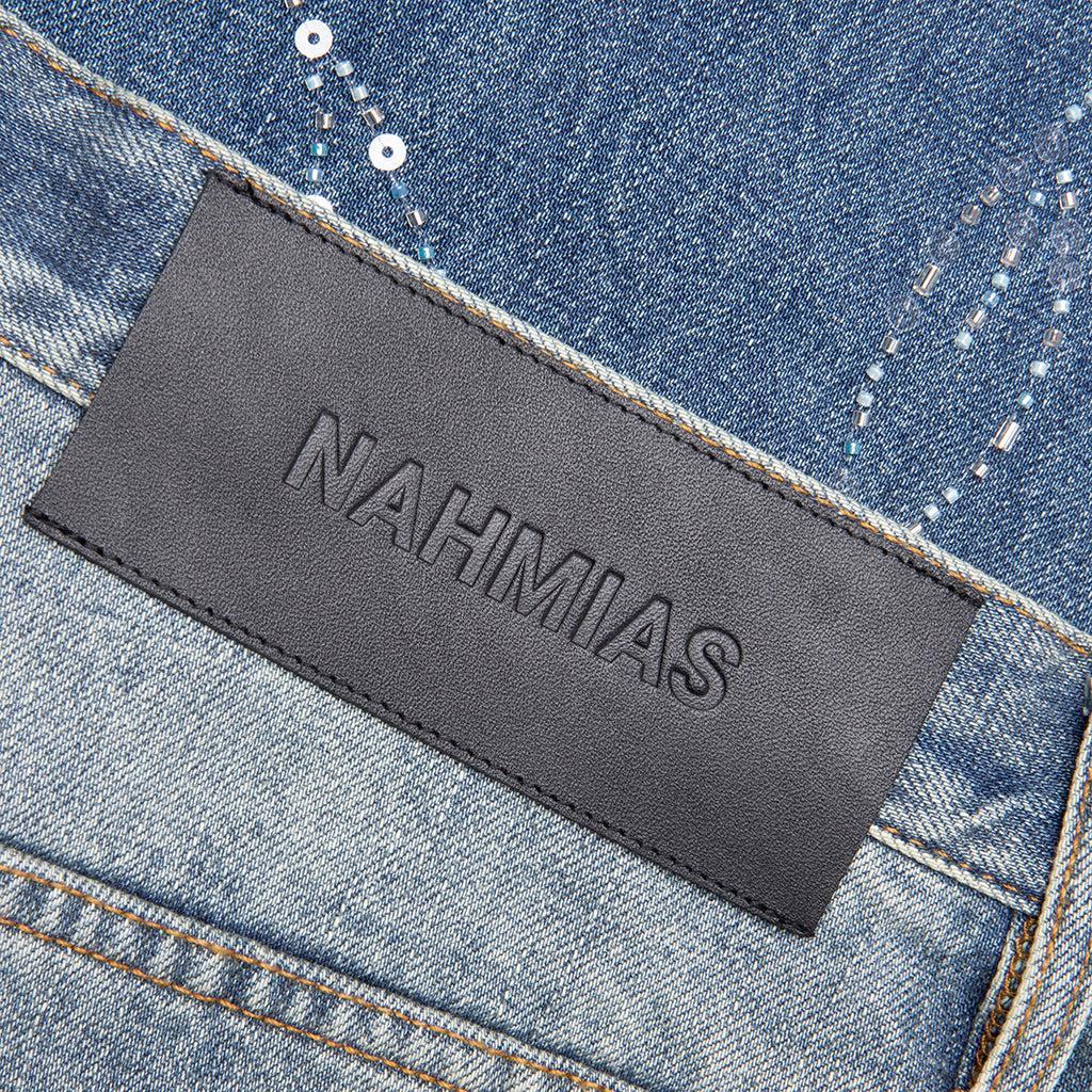 Beaded Wide Jeans - Dark Wash Male Product Image