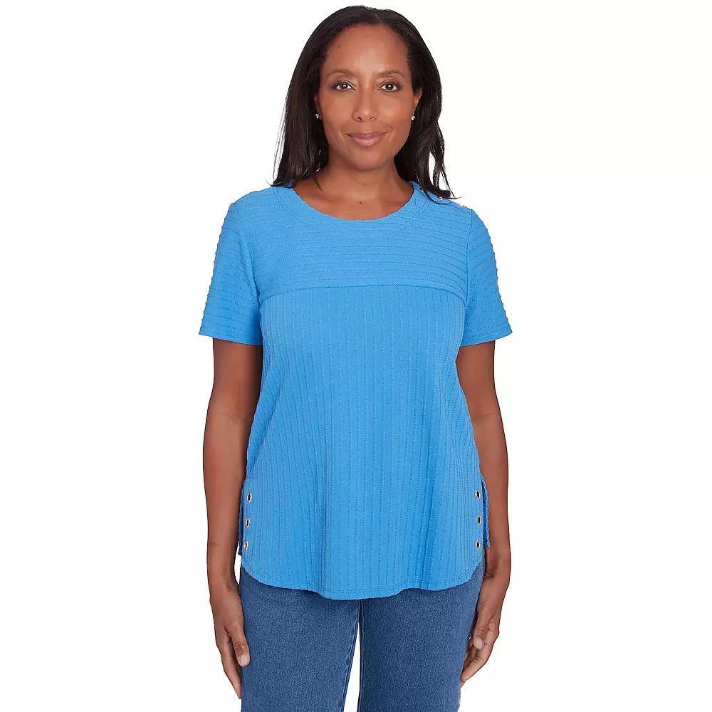 Women's Alfred Dunner Solid Textured Short Sleeve Tee, Size: Large, Peony Product Image