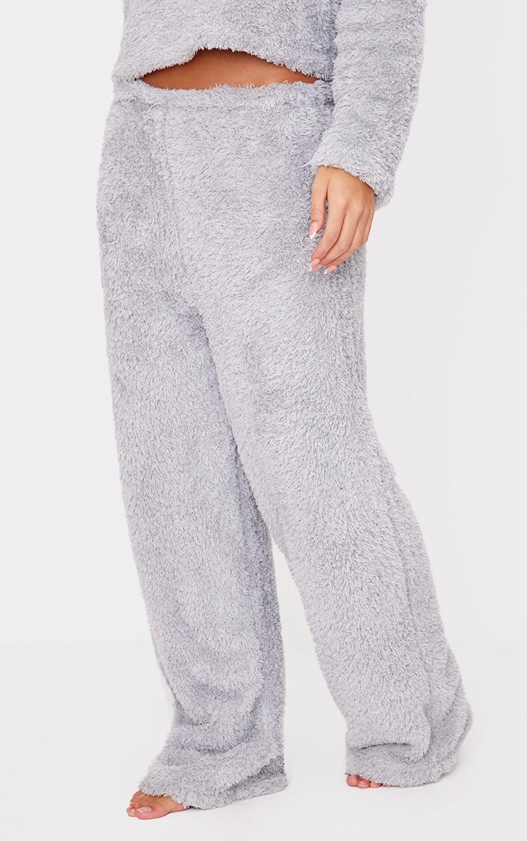 Grey Cosy Fleece Wide Leg PJ Pants Product Image