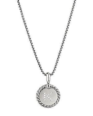 David Yurman Sterling Silver Cable Collectibles Initial Charm Necklace with Diamonds, 18 Product Image
